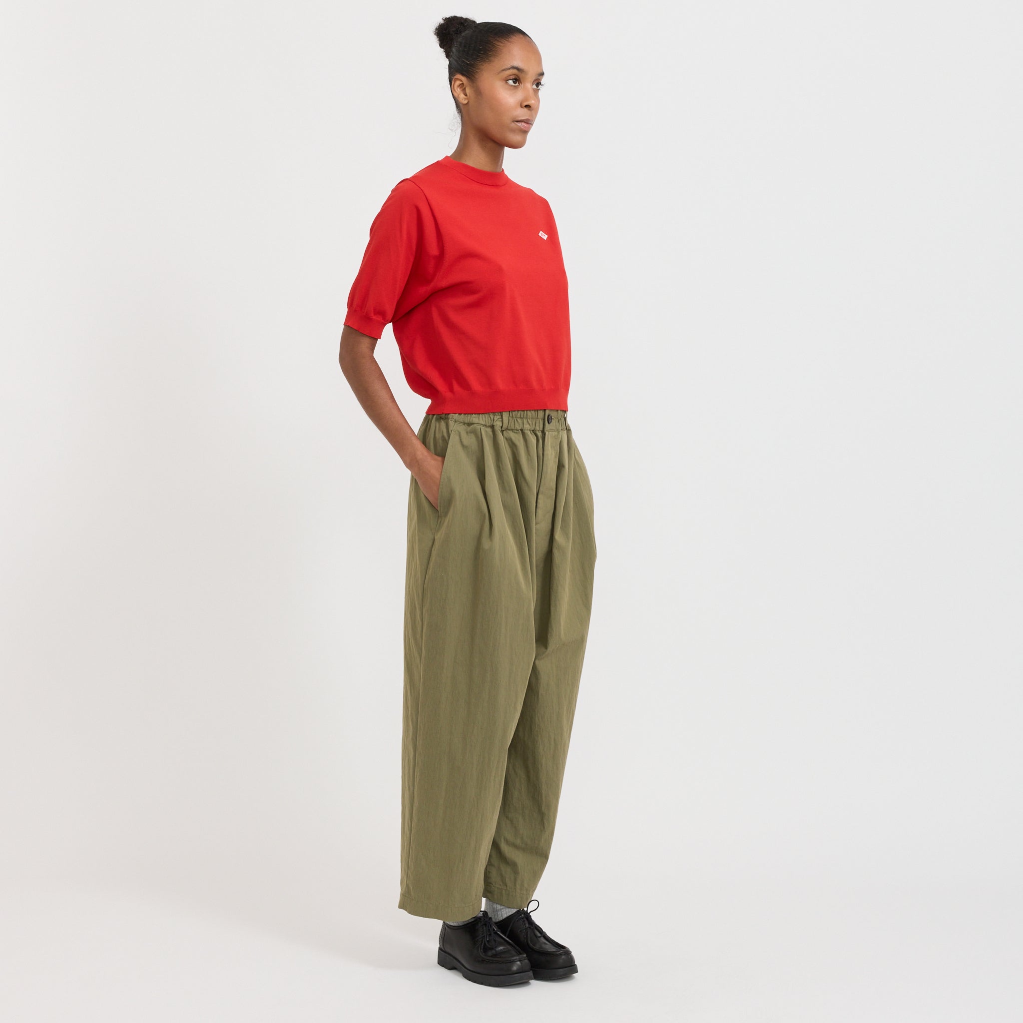 Womens Easy Pants Cotton/Nylon Twill Olive | Maplestore