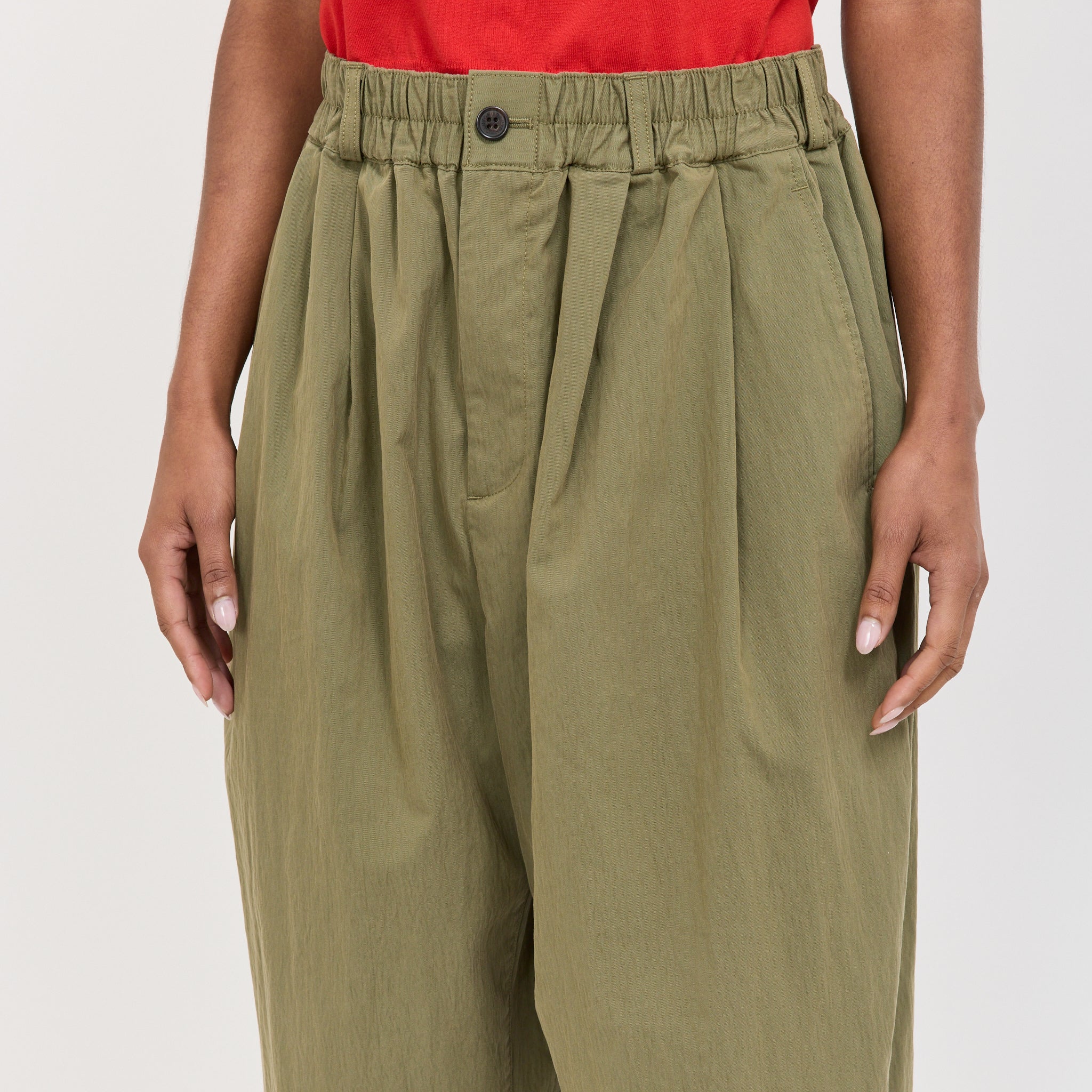 Womens Easy Pants Cotton/Nylon Twill Olive | Maplestore