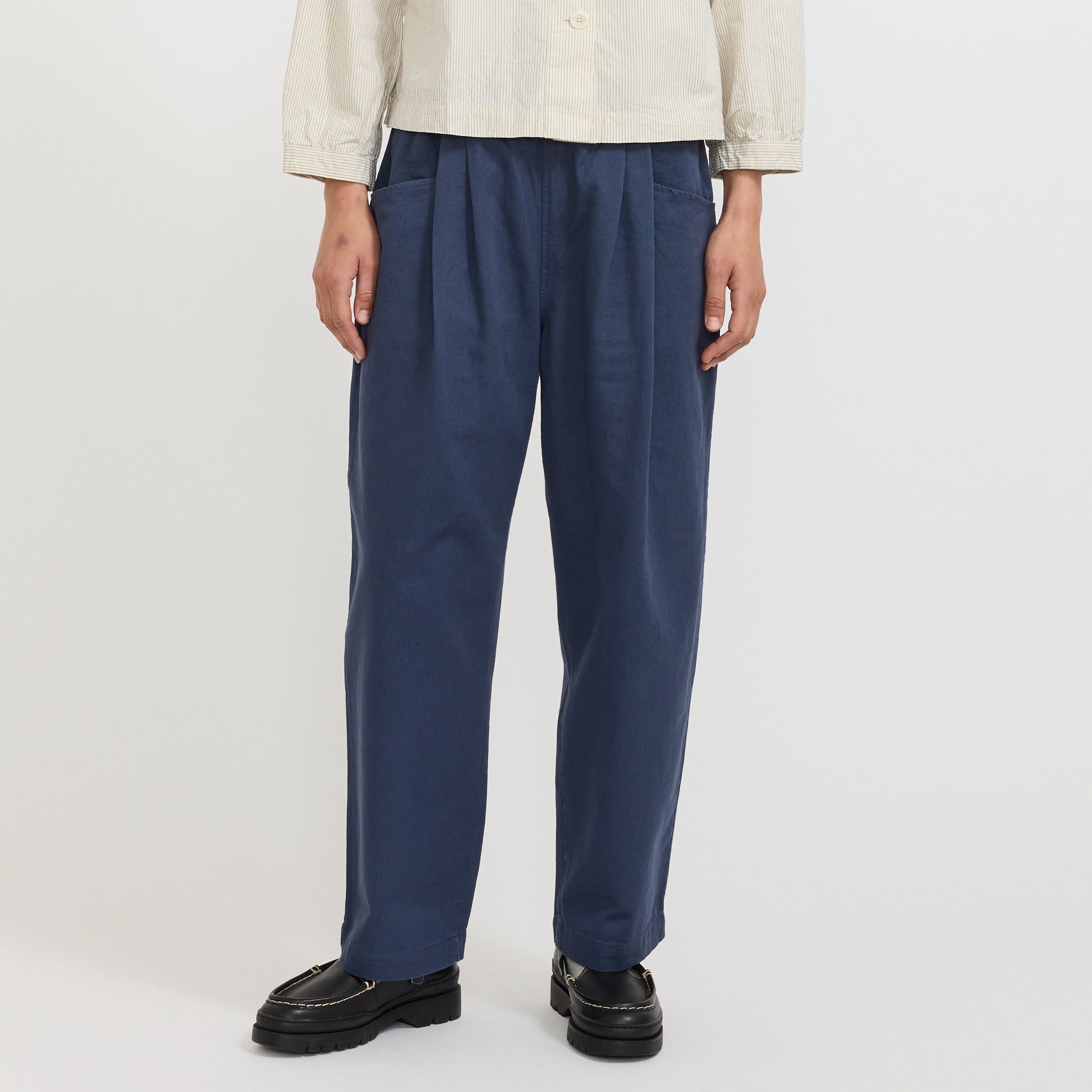 Tuck Easy Pants Heavy Twill Blue