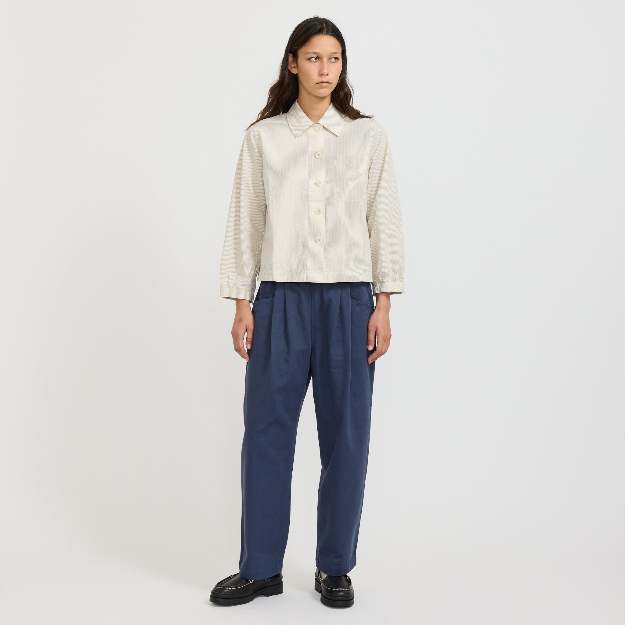 Tuck Easy Pants Heavy Twill Blue