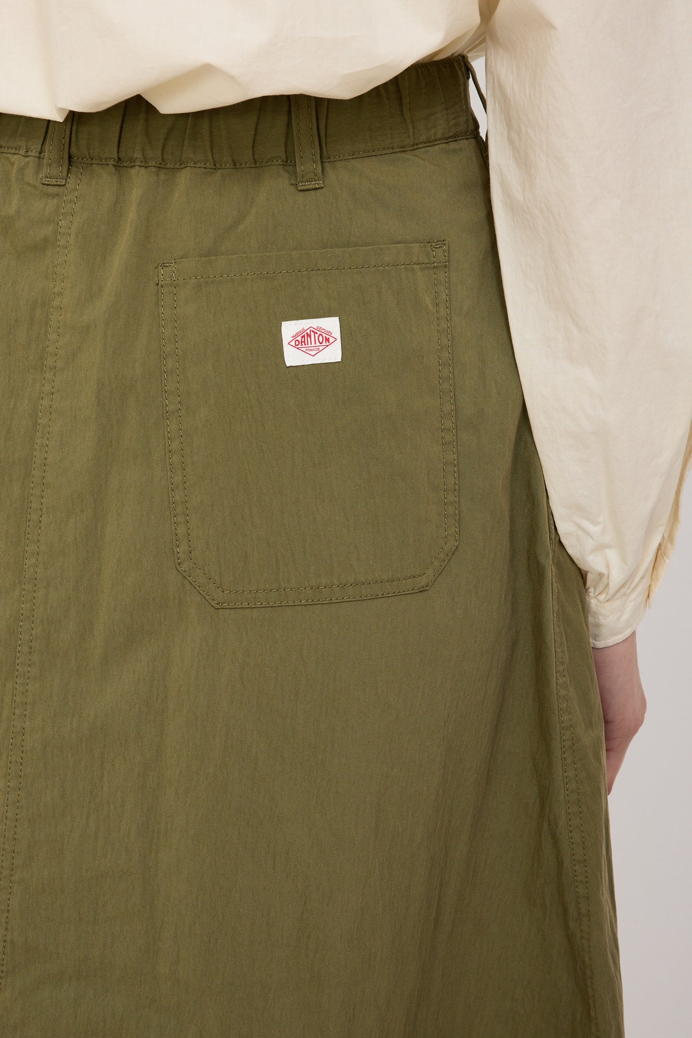 Danton | Twill Double Pleated Skirt Olive | Maplestore