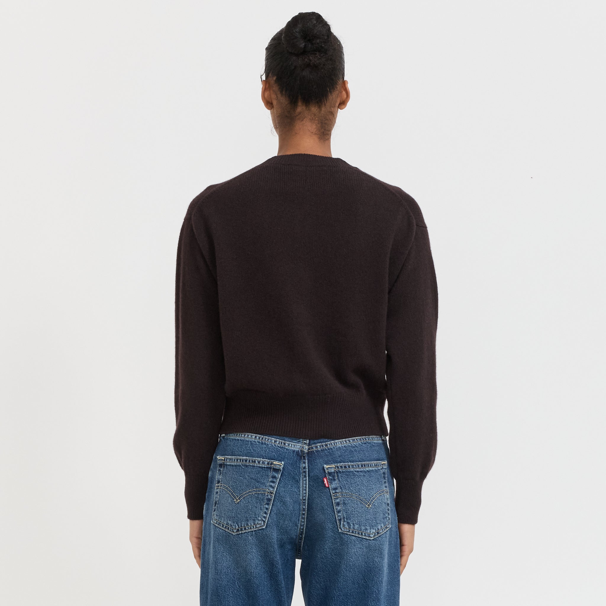 &Daughter | Ada Crewneck Cardigan Dark Brown | Maplestore