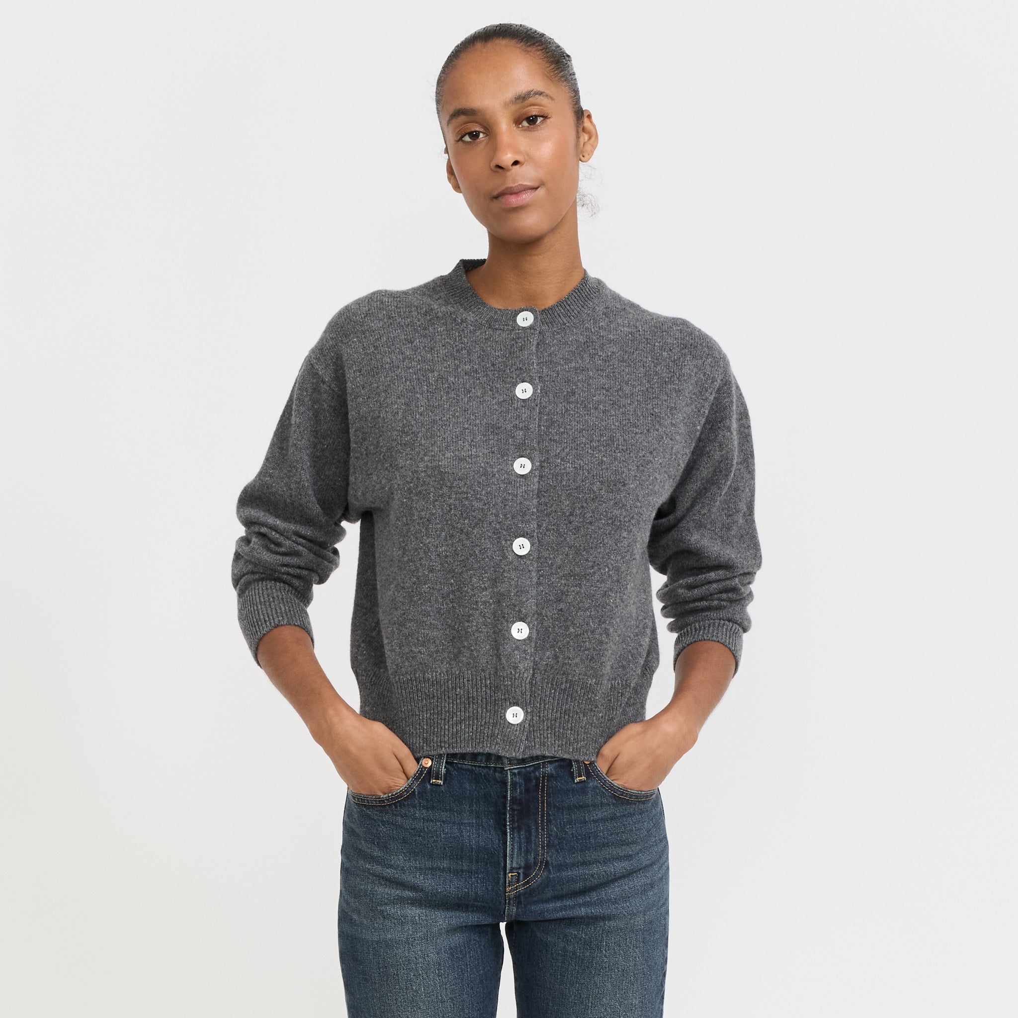 &Daughter | Ada Crewneck Cardigan Derby Grey | Maplestore