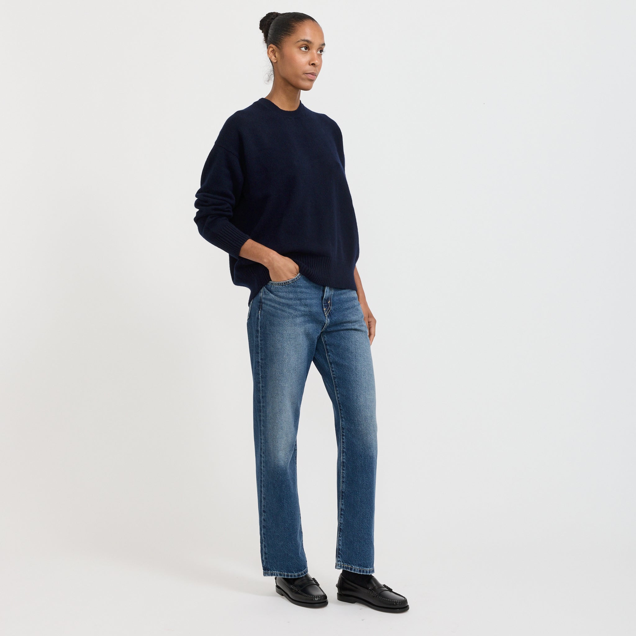 &Daughter | Innes Slouch Crewneck Navy | Maplestore