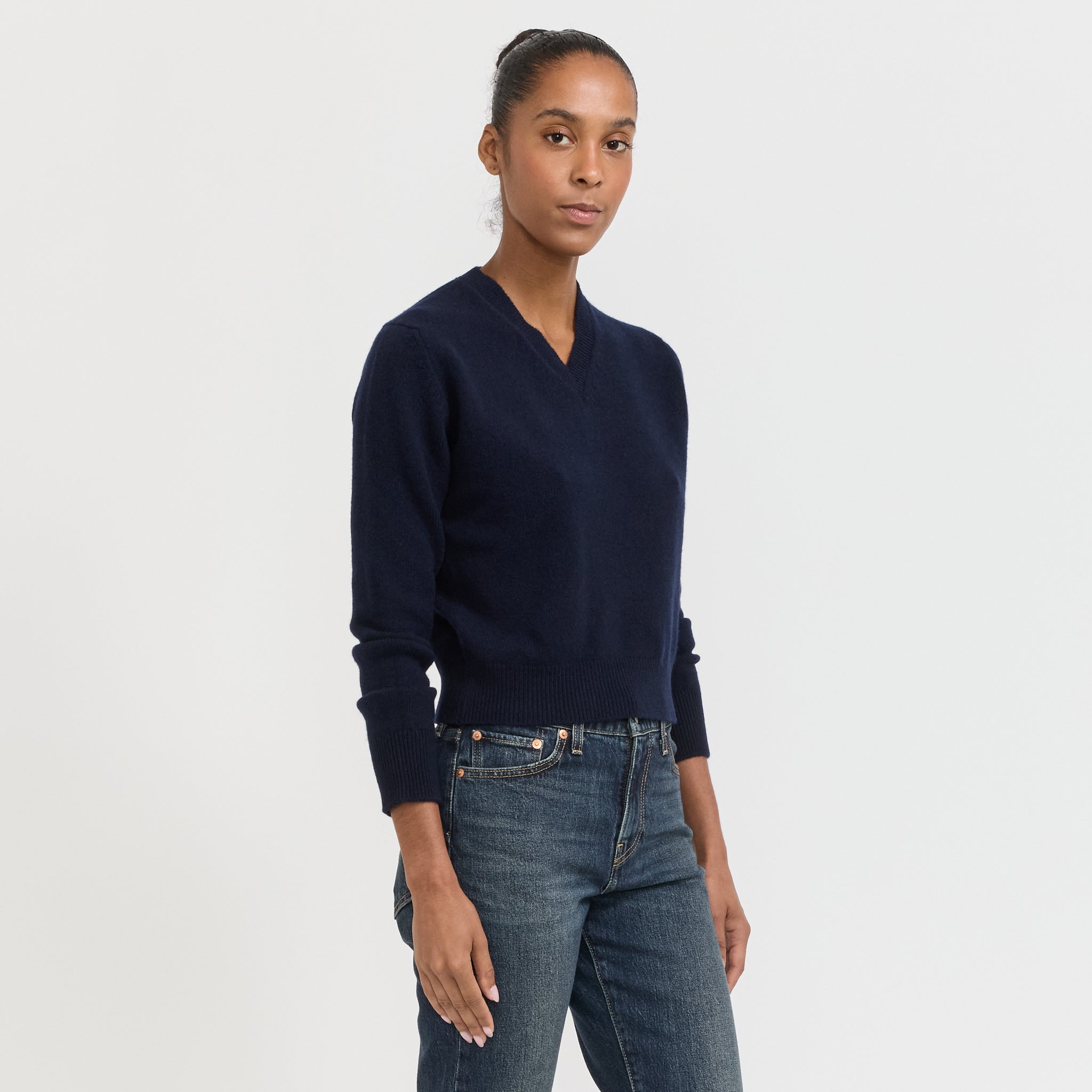 &Daughter | Sligo Shrunken V-Neck Navy | Maplestore
