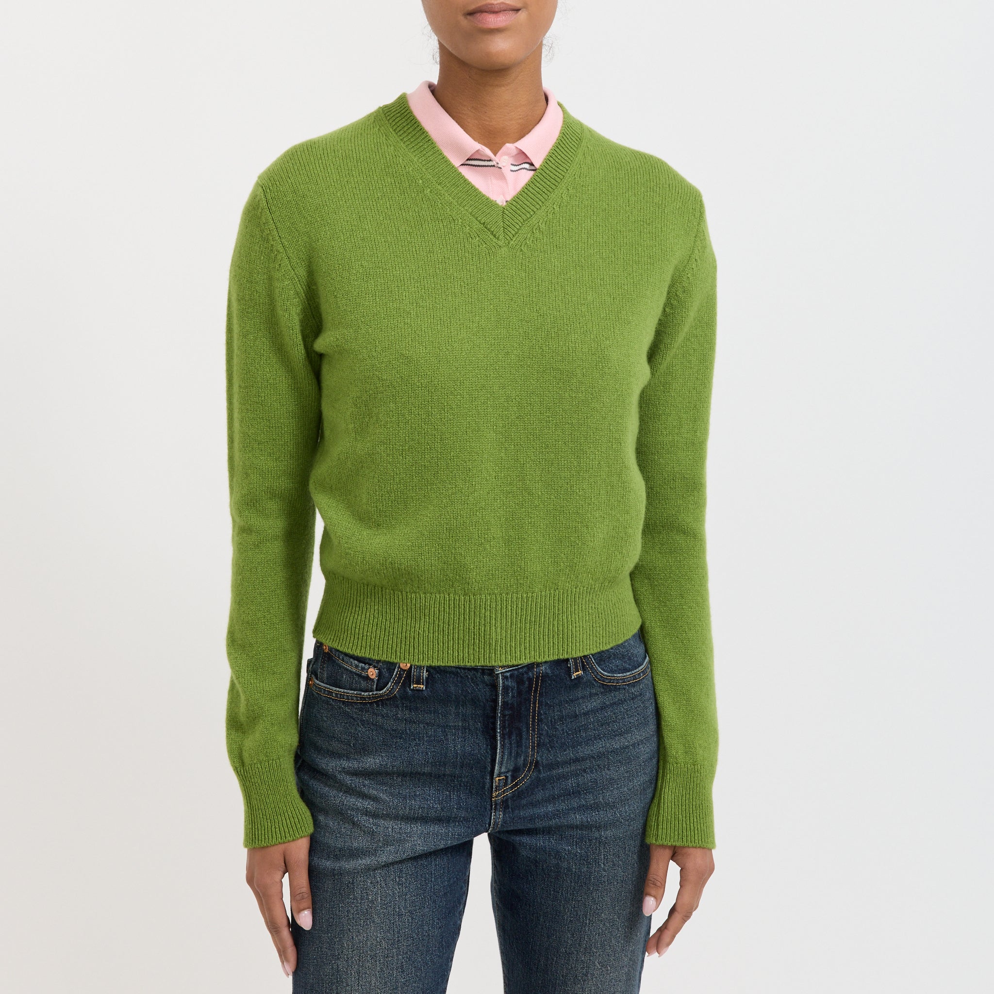 &Daughter | Sligo Shrunken V-Neck Pickle Green | Maplestore