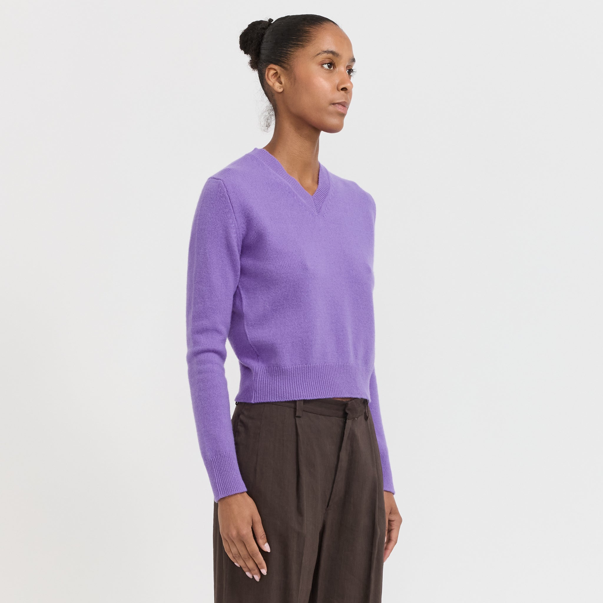 &Daughter | Sligo Shrunken V-Neck Pansy Purple | Maplestore