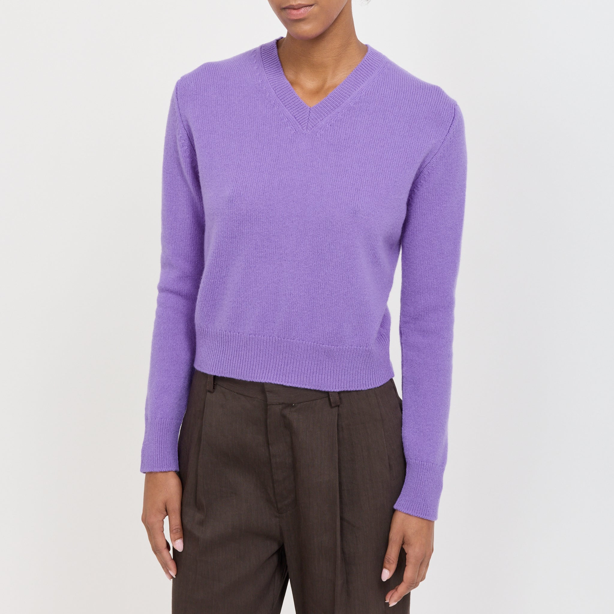 &Daughter | Sligo Shrunken V-Neck Pansy Purple | Maplestore