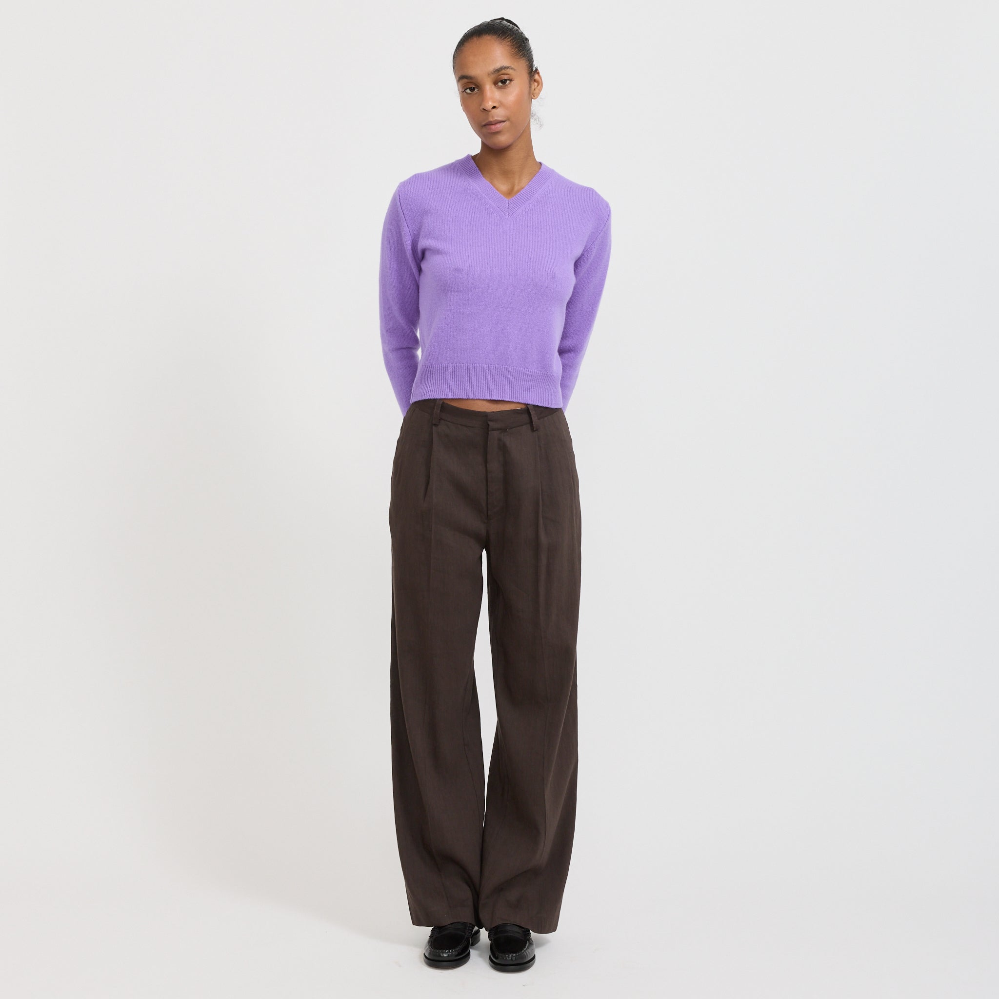 &Daughter | Sligo Shrunken V-Neck Pansy Purple | Maplestore