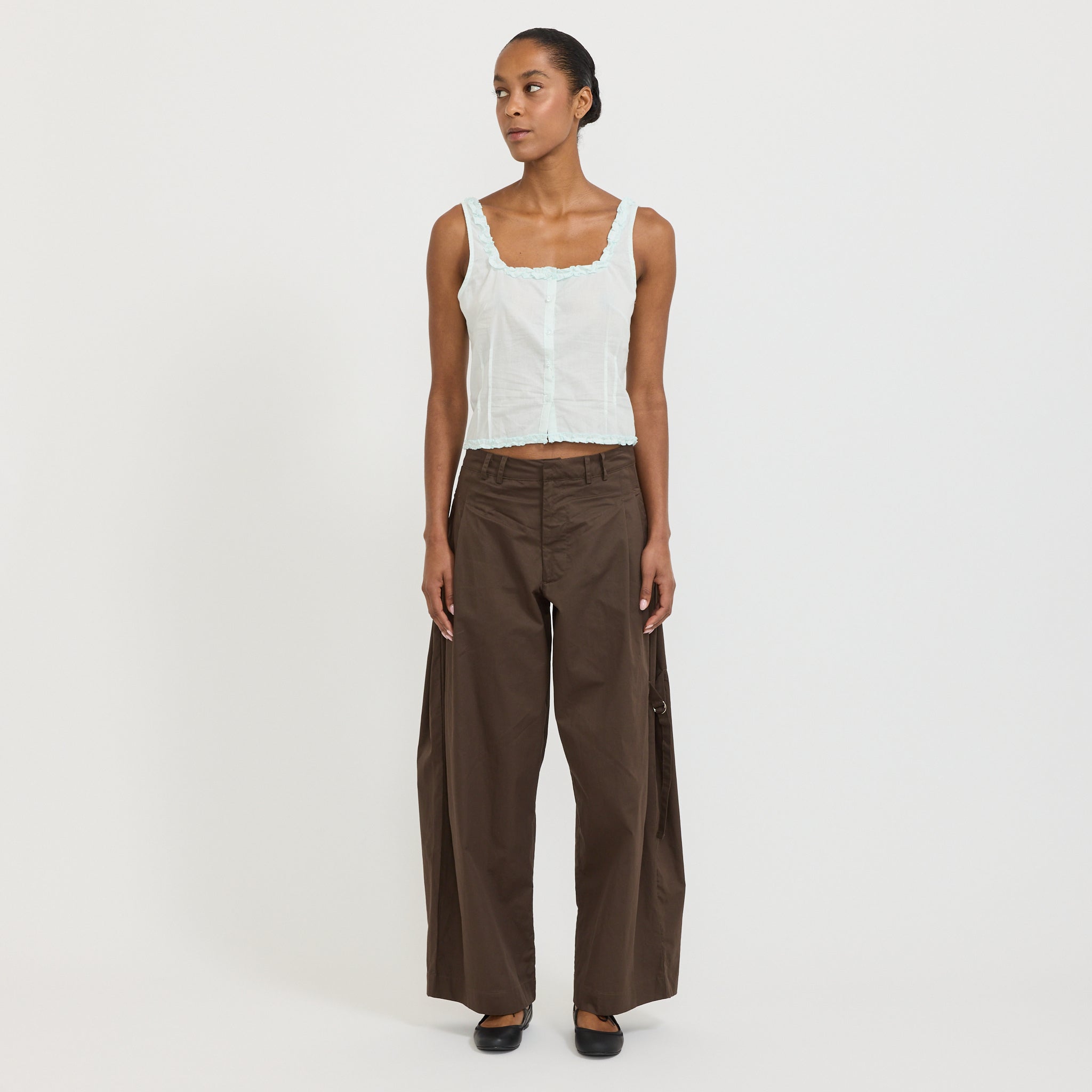 Button Frill Top Mint