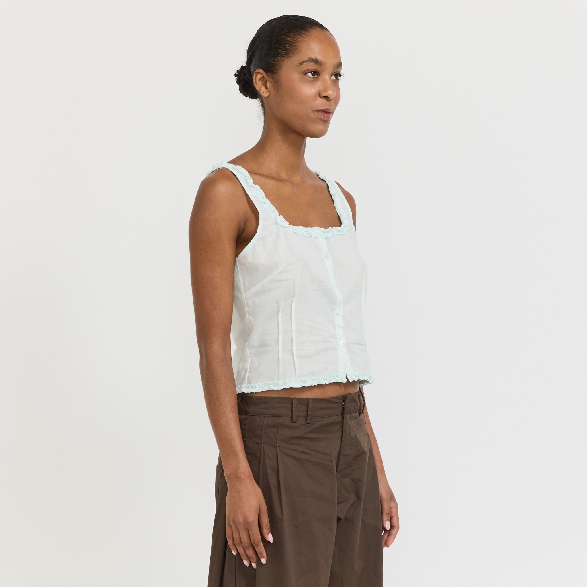 Button Frill Top Mint