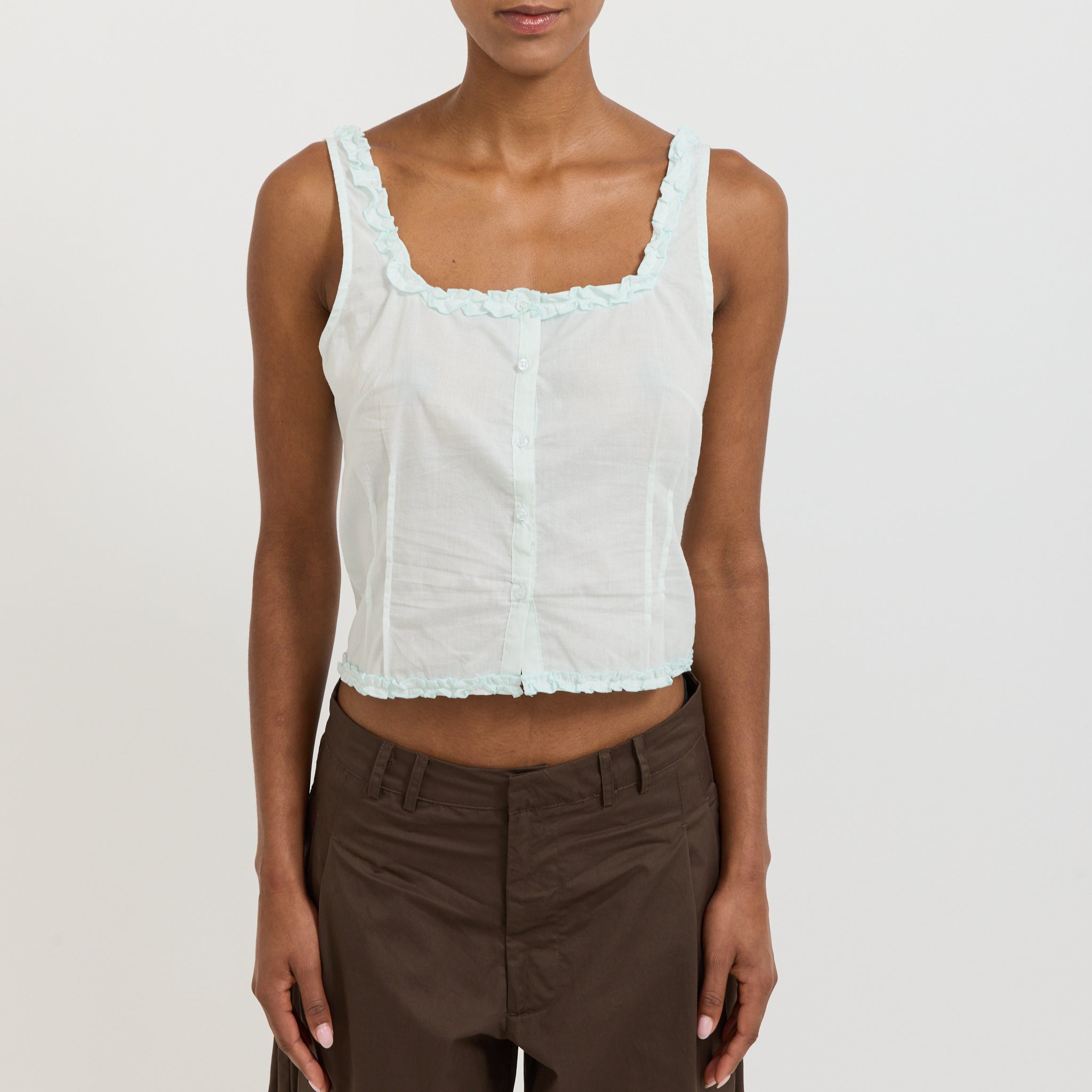 Button Frill Top Mint