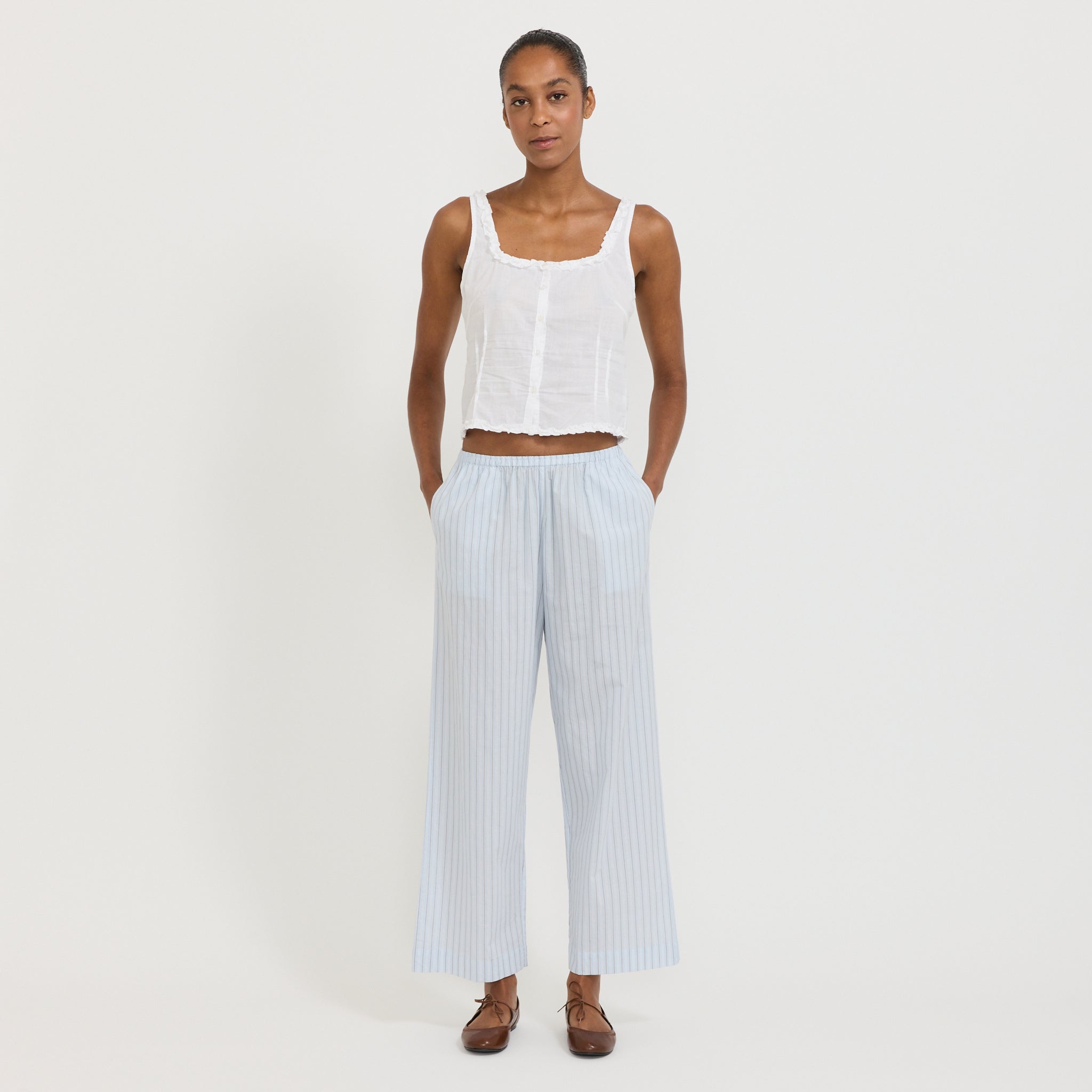 Button Frill Top White