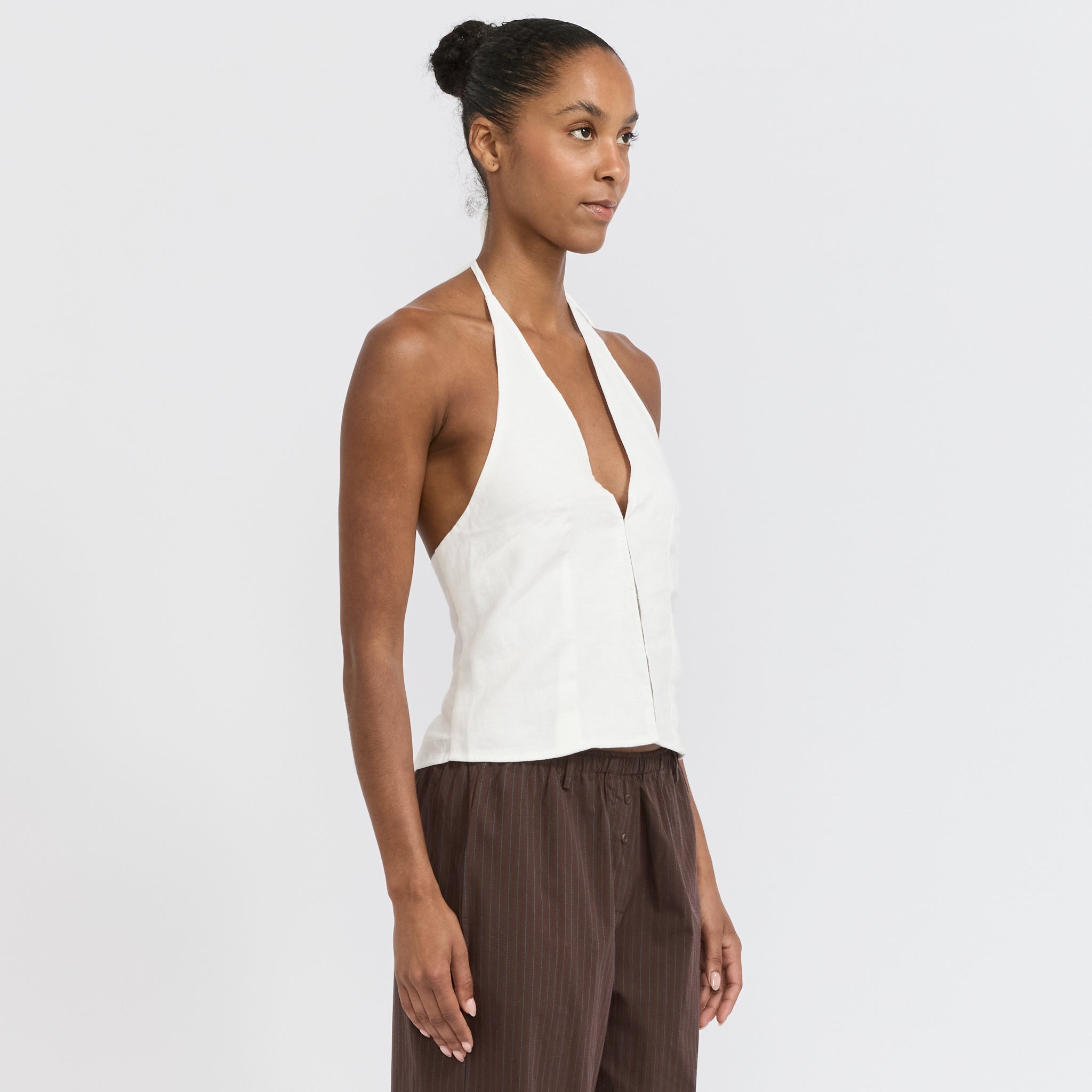 Close Halter Top White