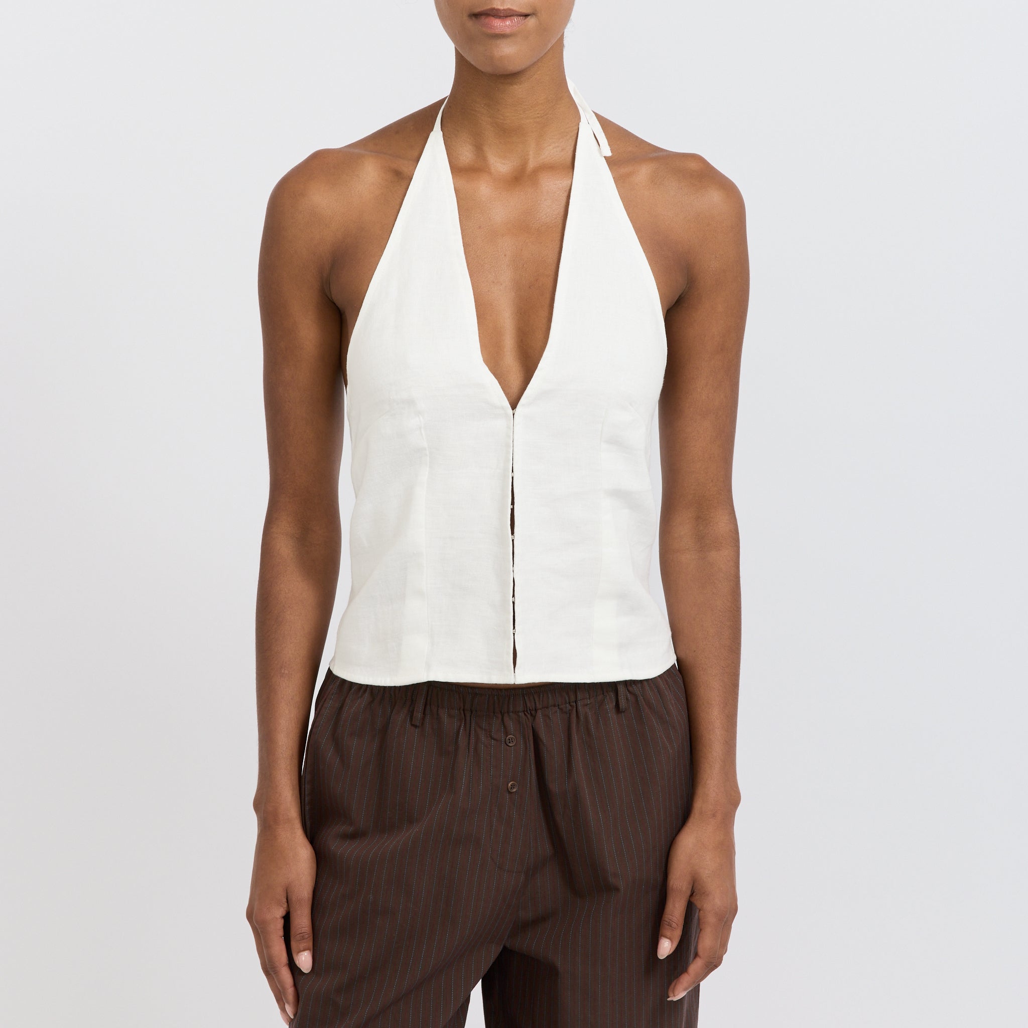 Close Halter Top White