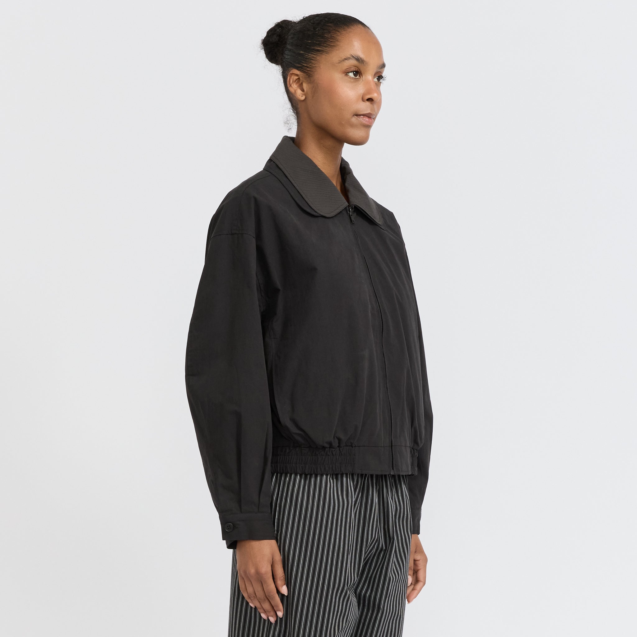 Collared Zip Jacket Black Contrast