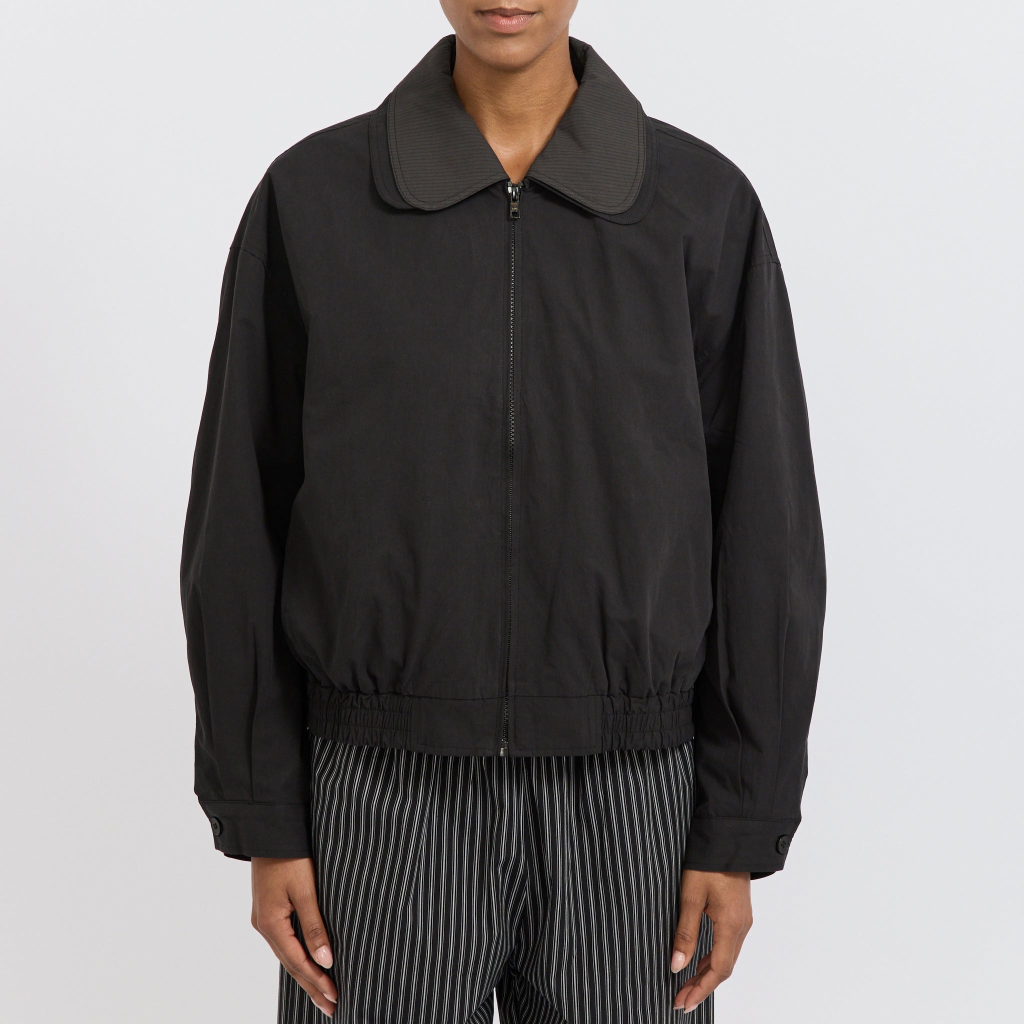 Collared Zip Jacket Black Contrast