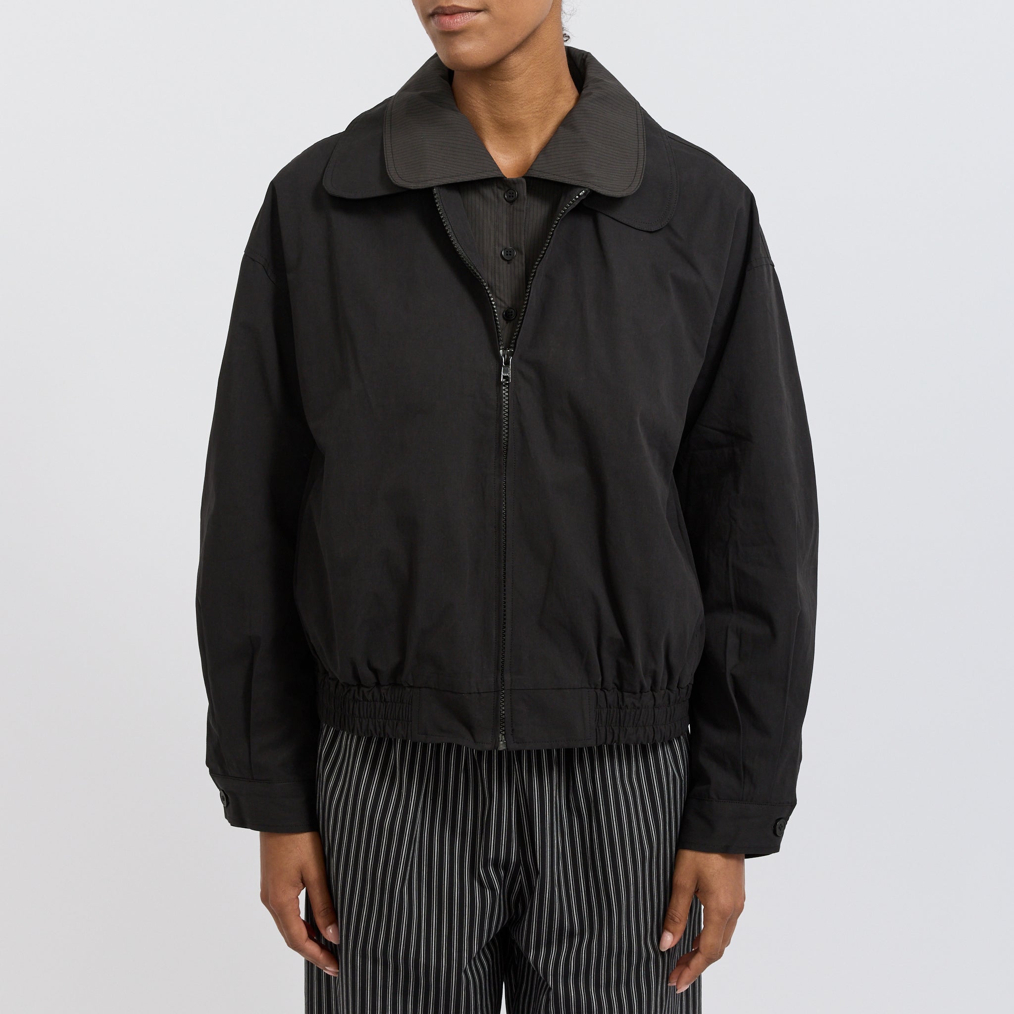 Collared Zip Jacket Black Contrast