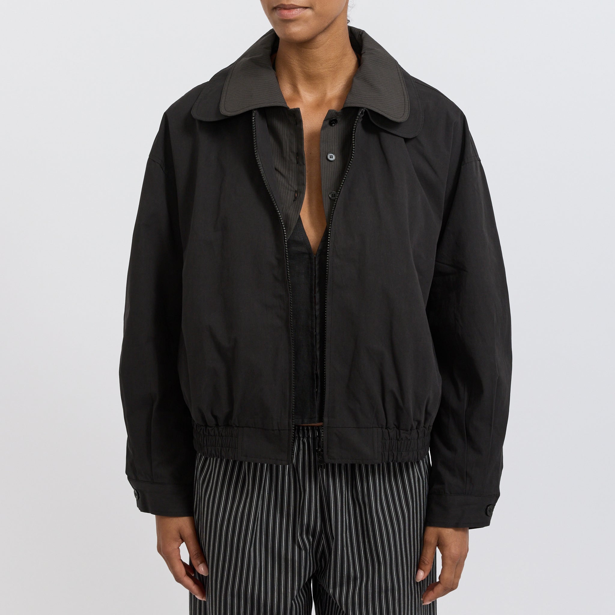 Collared Zip Jacket Black Contrast