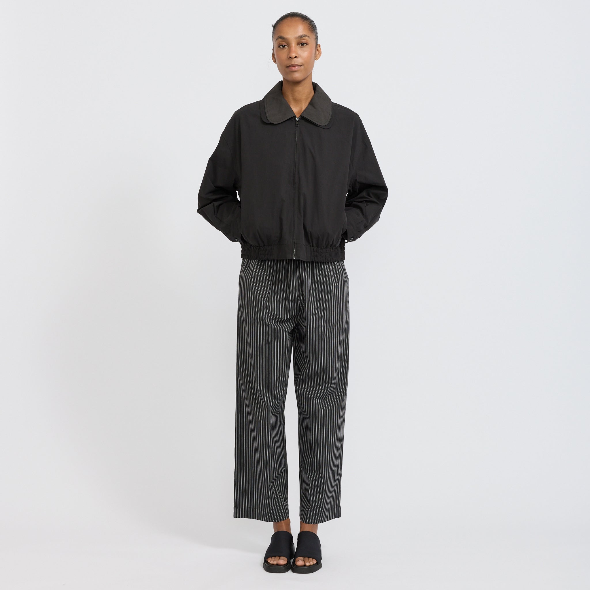 Collared Zip Jacket Black Contrast