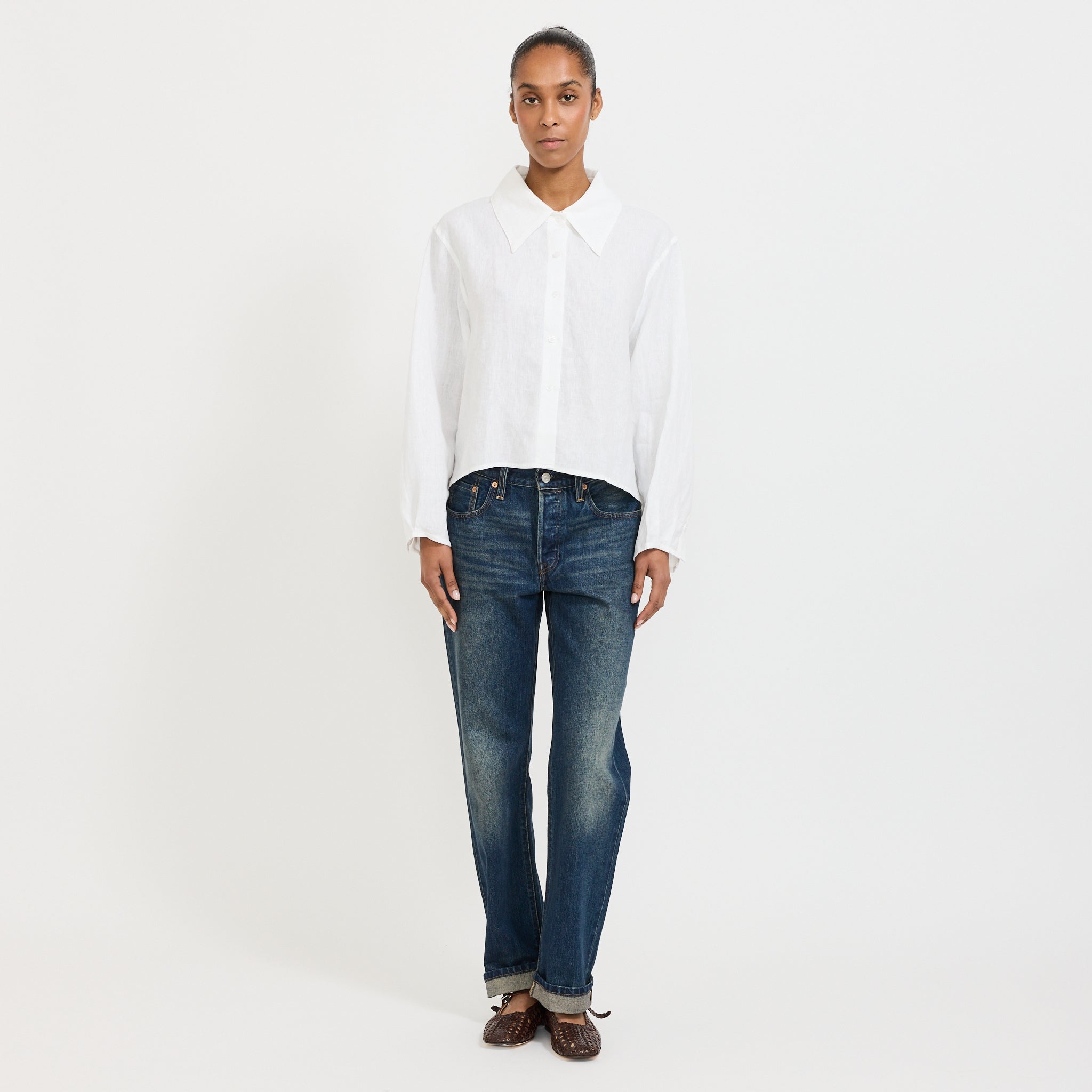 Collar Point Shirt White