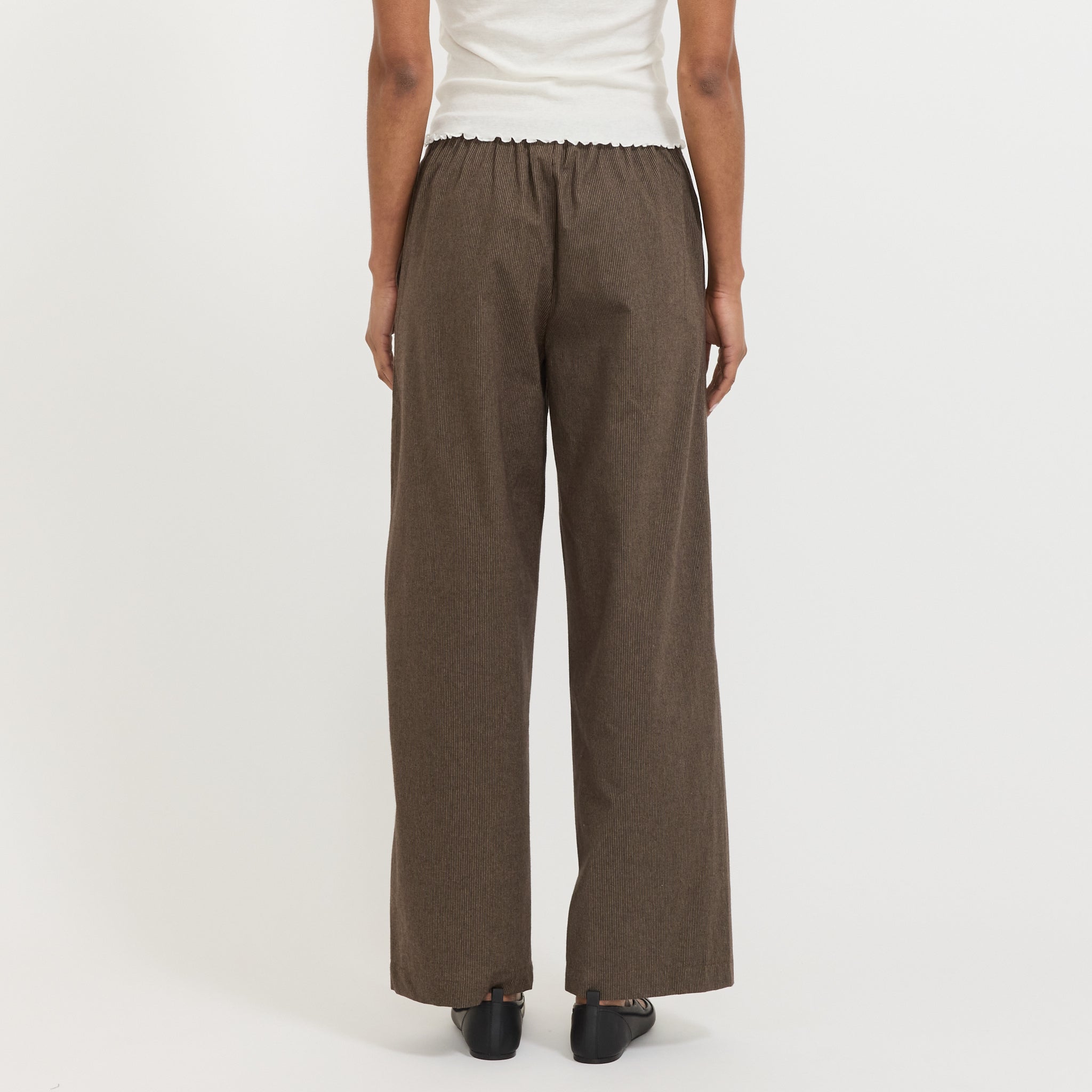 Double Belted Pant Brown Stripe