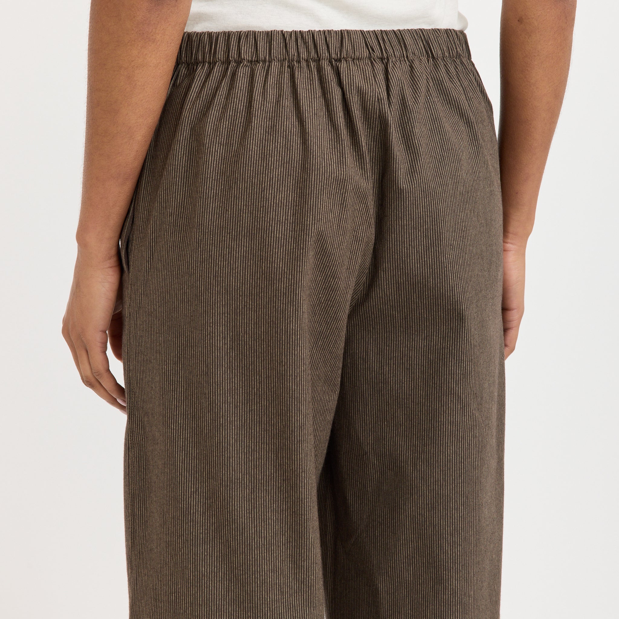 Double Belted Pant Brown Stripe