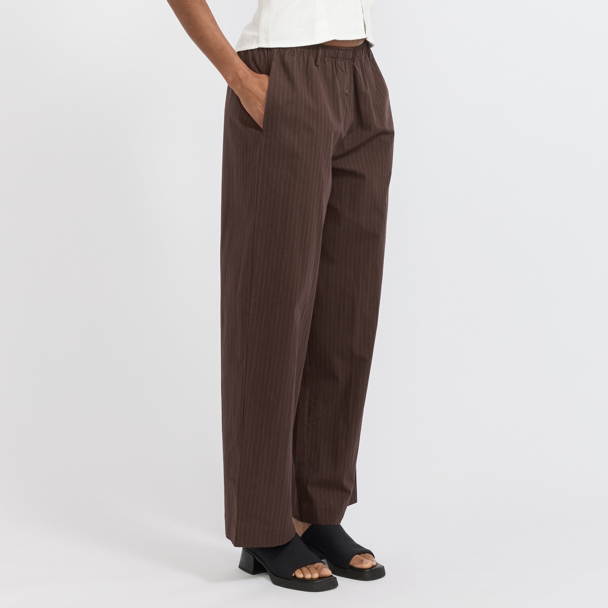 Double Button Pant Brown Stripe