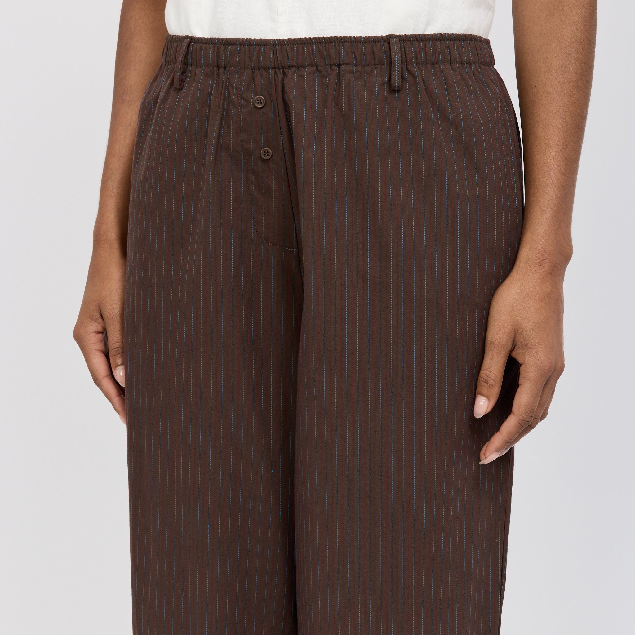 Double Button Pant Brown Stripe