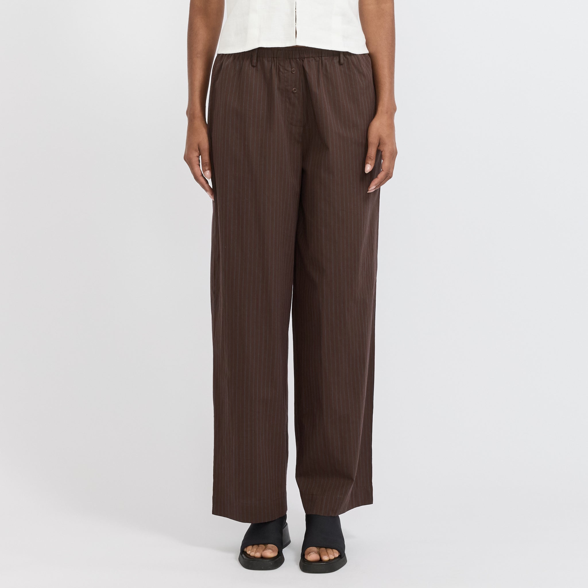Double Button Pant Brown Stripe