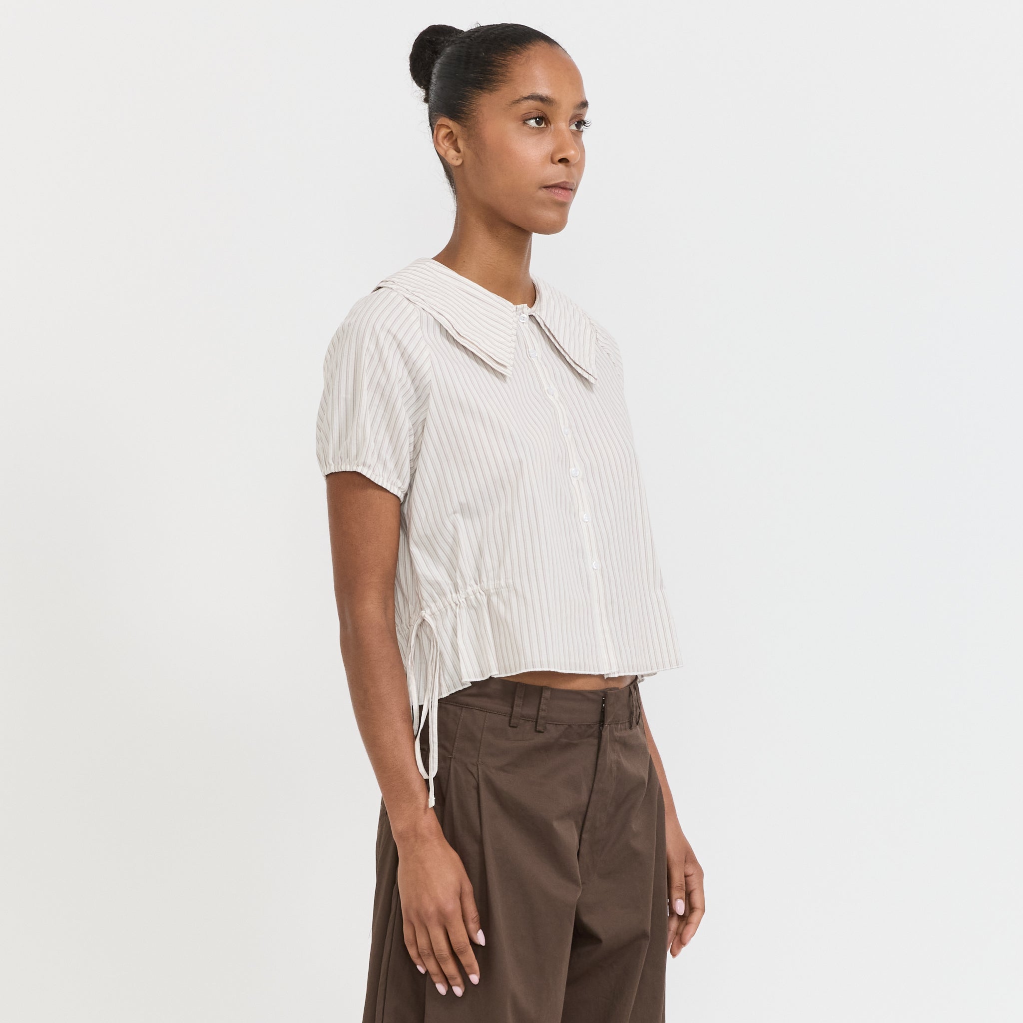 Double Collar Shirt Gull Stripe