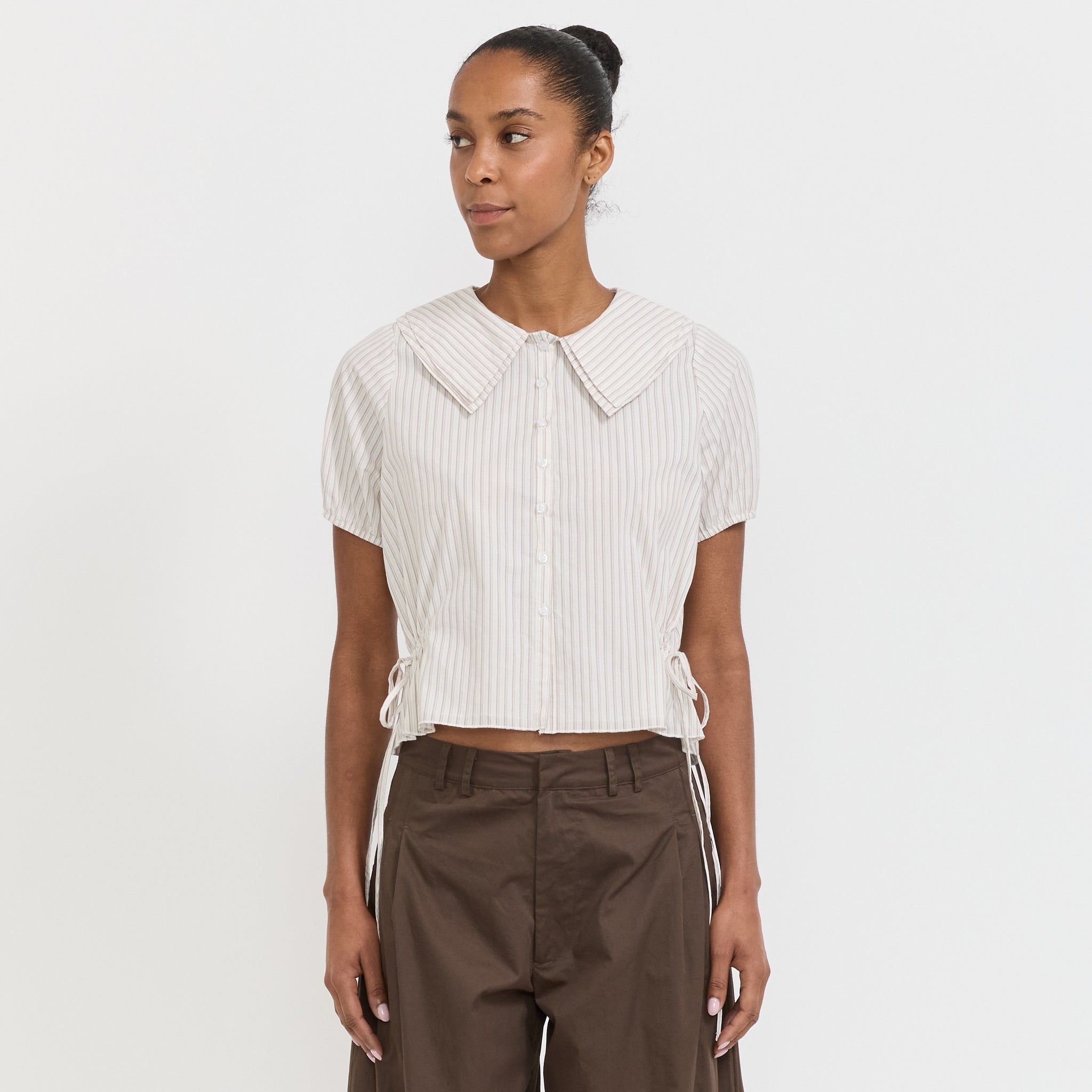 Double Collar Shirt Gull Stripe