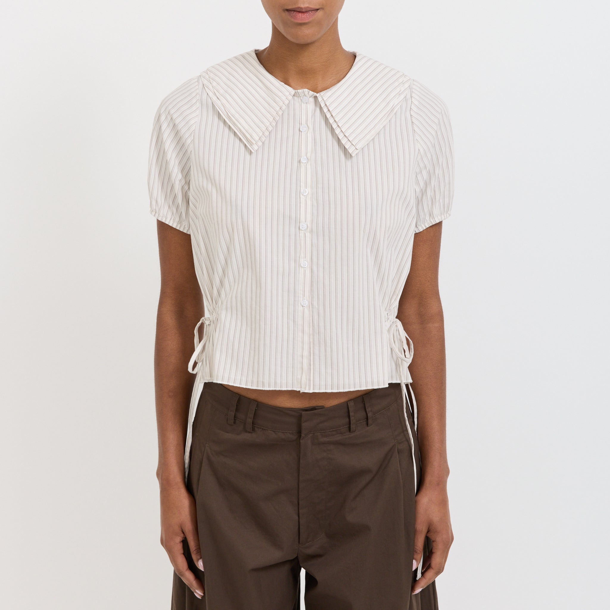 Double Collar Shirt Gull Stripe