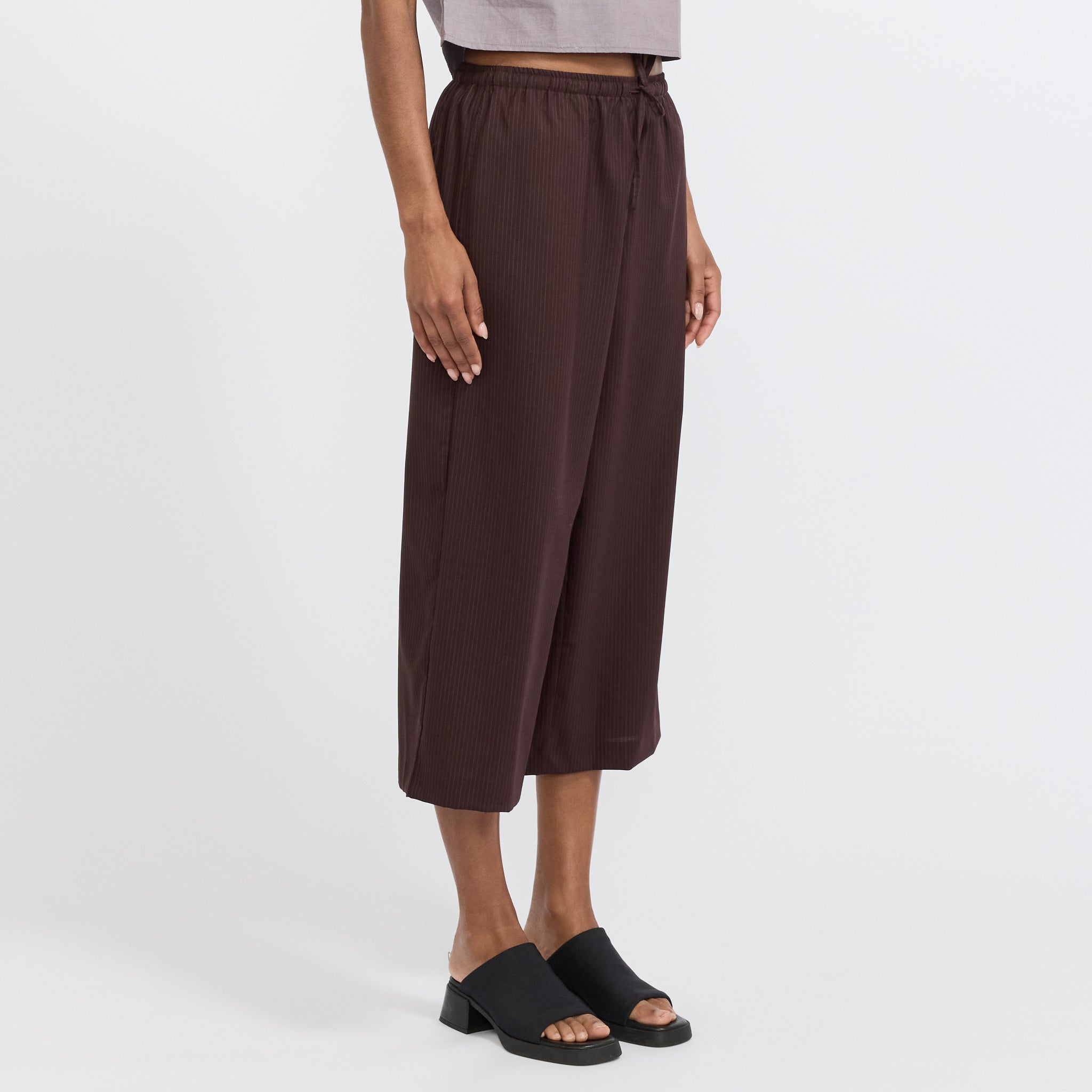 Drawcord Culotte Burgundy Brown Stripe