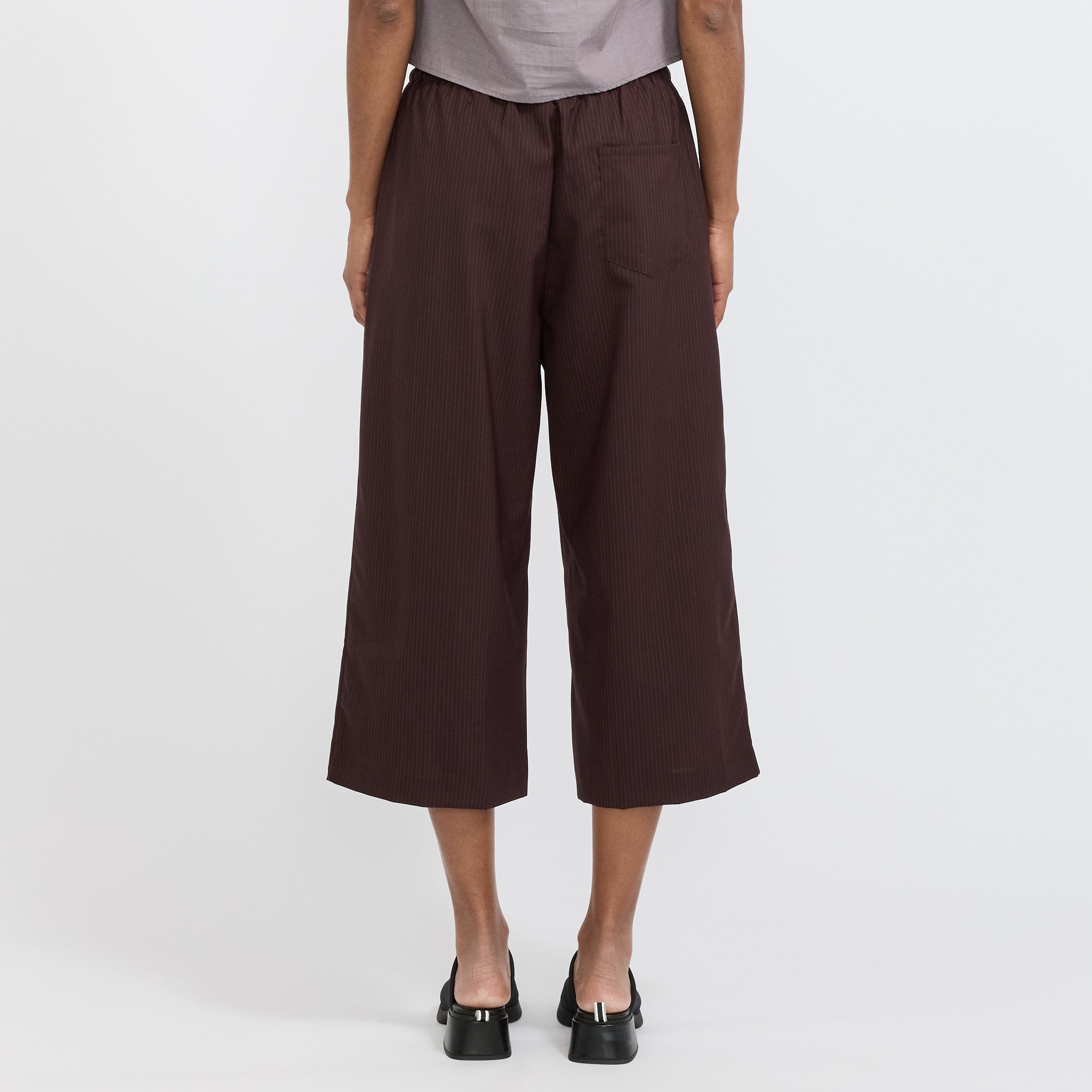 Drawcord Culotte Burgundy Brown Stripe