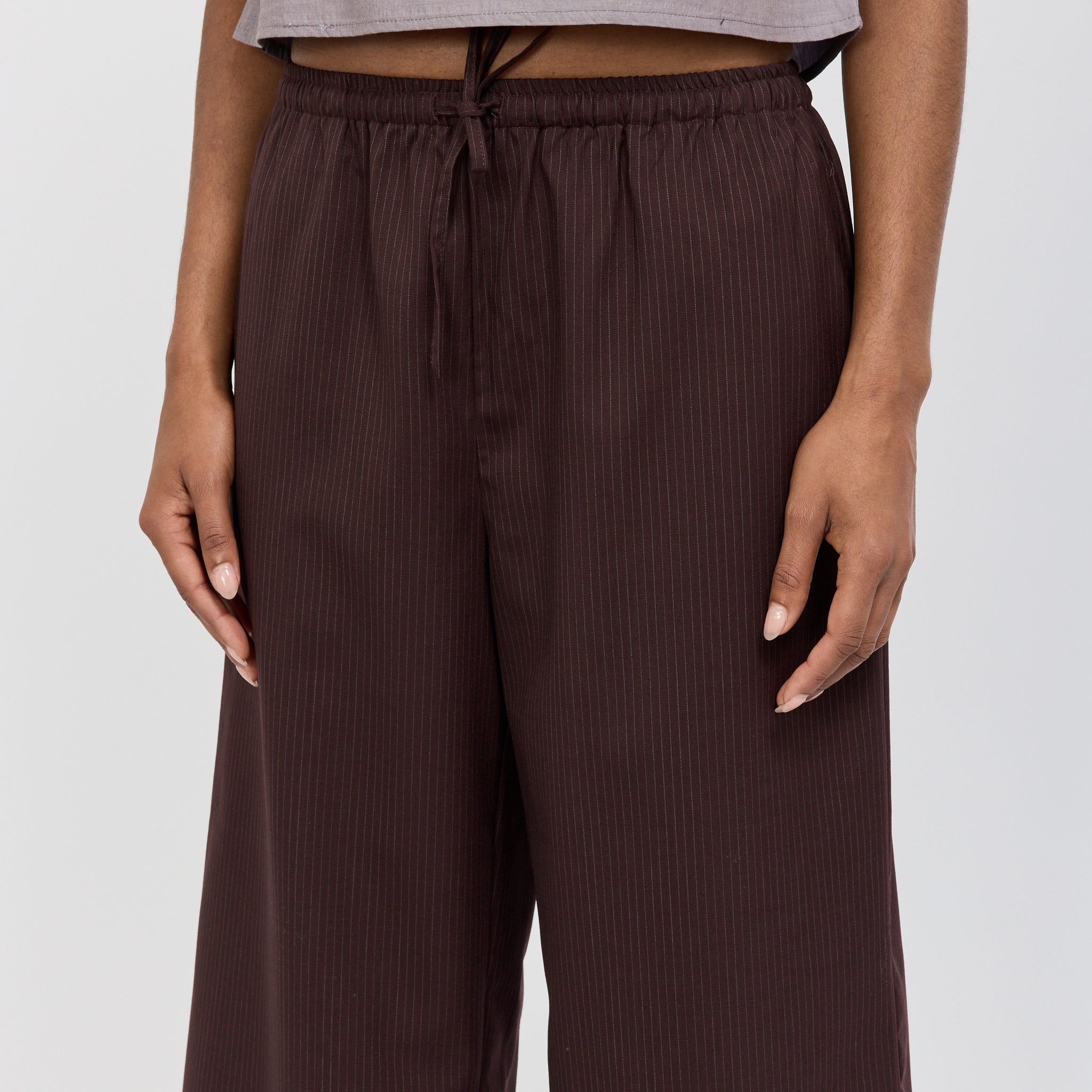 Drawcord Culotte Burgundy Brown Stripe
