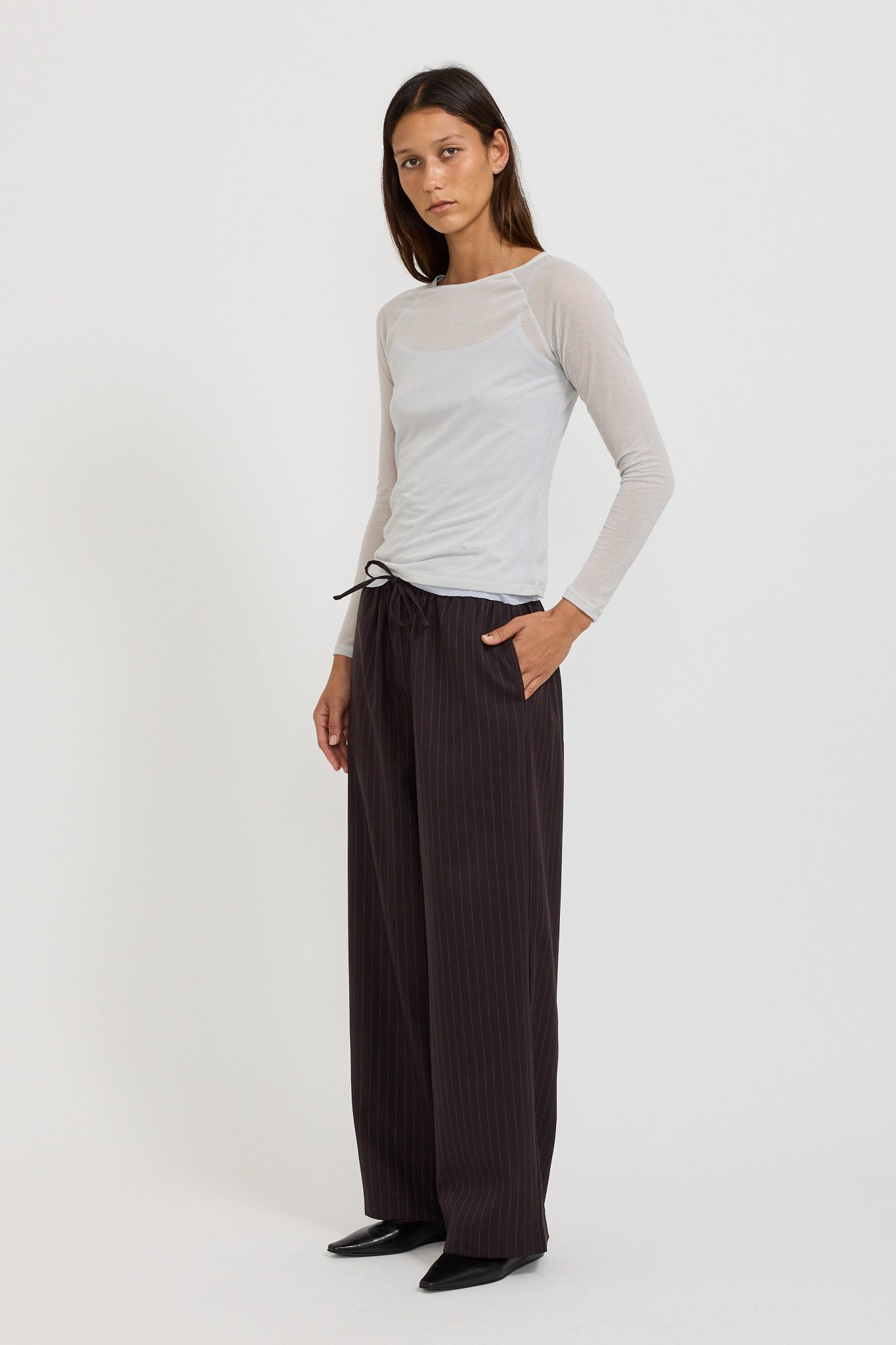 Drawcord Wool Pant Licorice