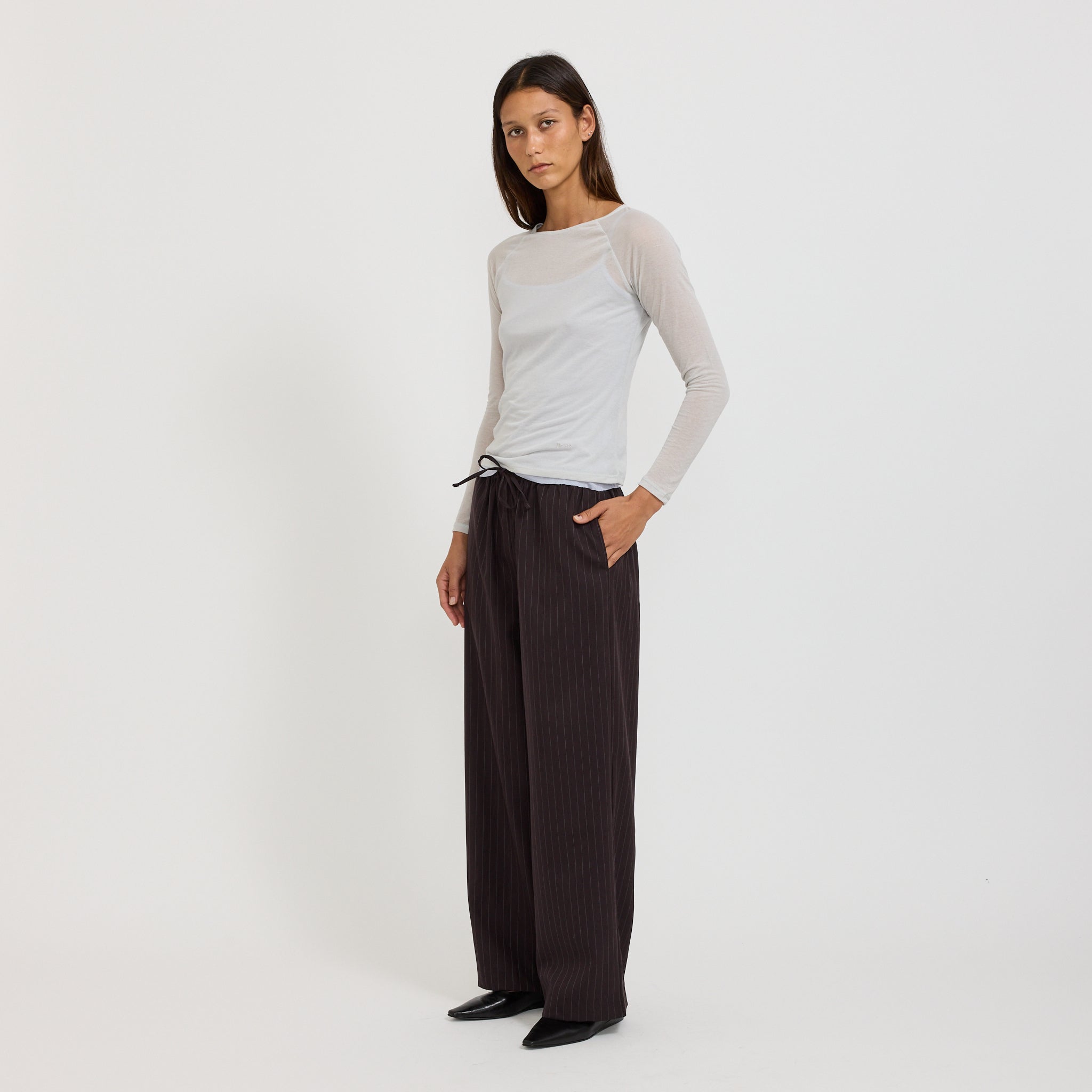 Deiji Studios | Drawcord Wool Pant Licorice | Maplestore