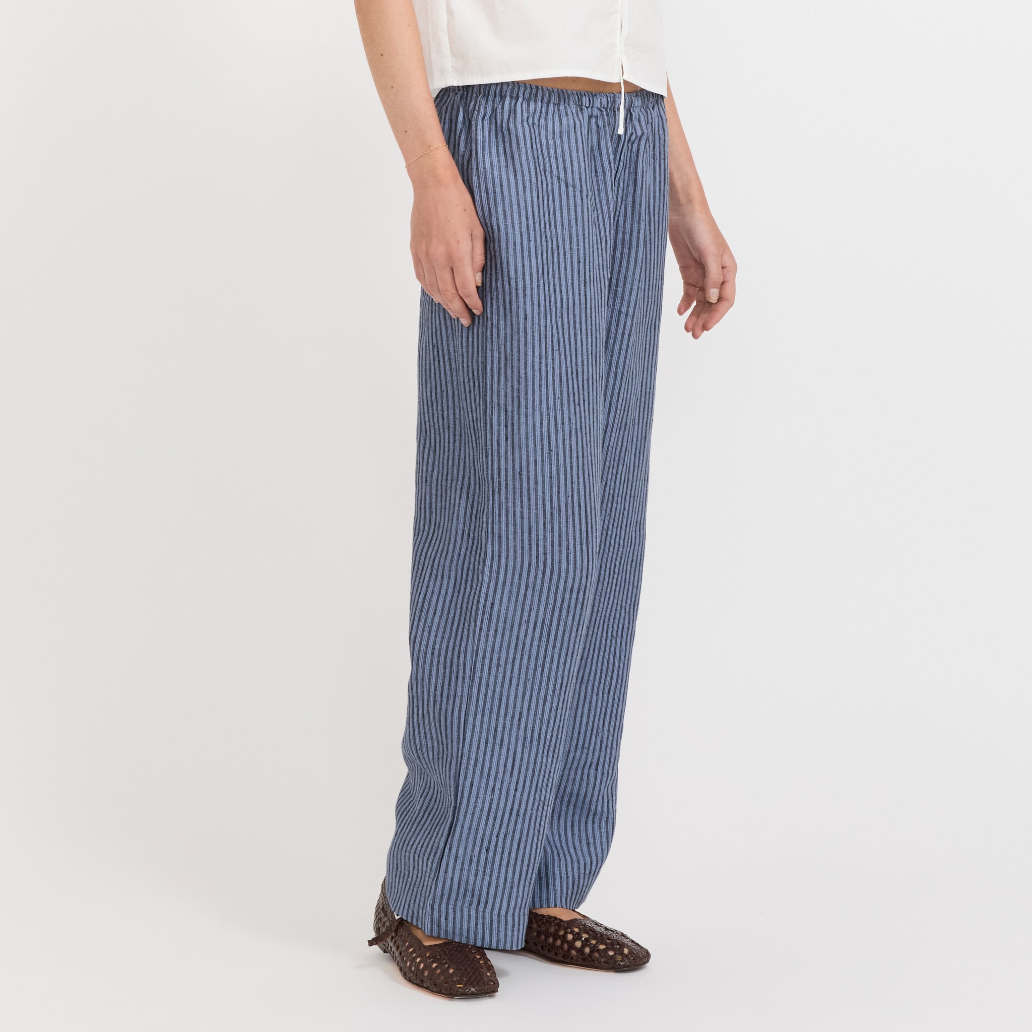 Deiji Studios | Ease Trouser Azure Stripe | Maplestore