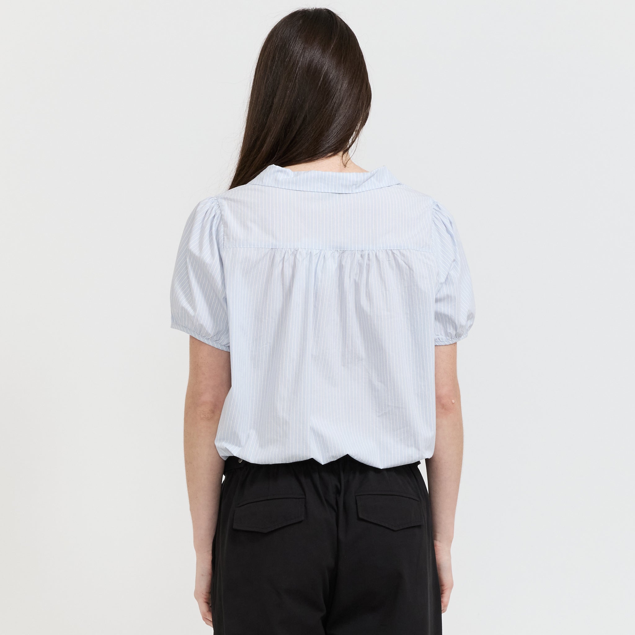 Fine Collar Top Mist Stripe
