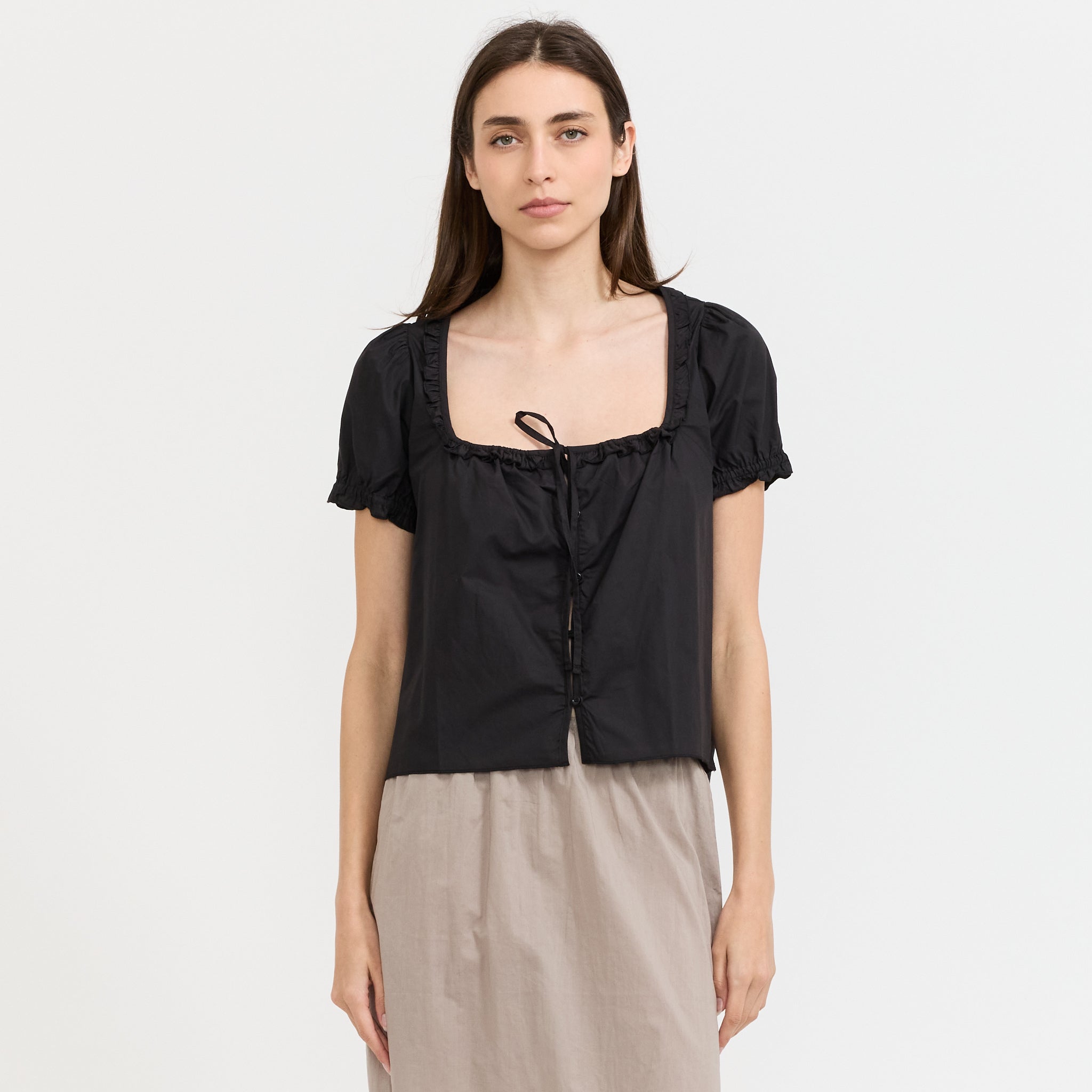 Flounced Top Black