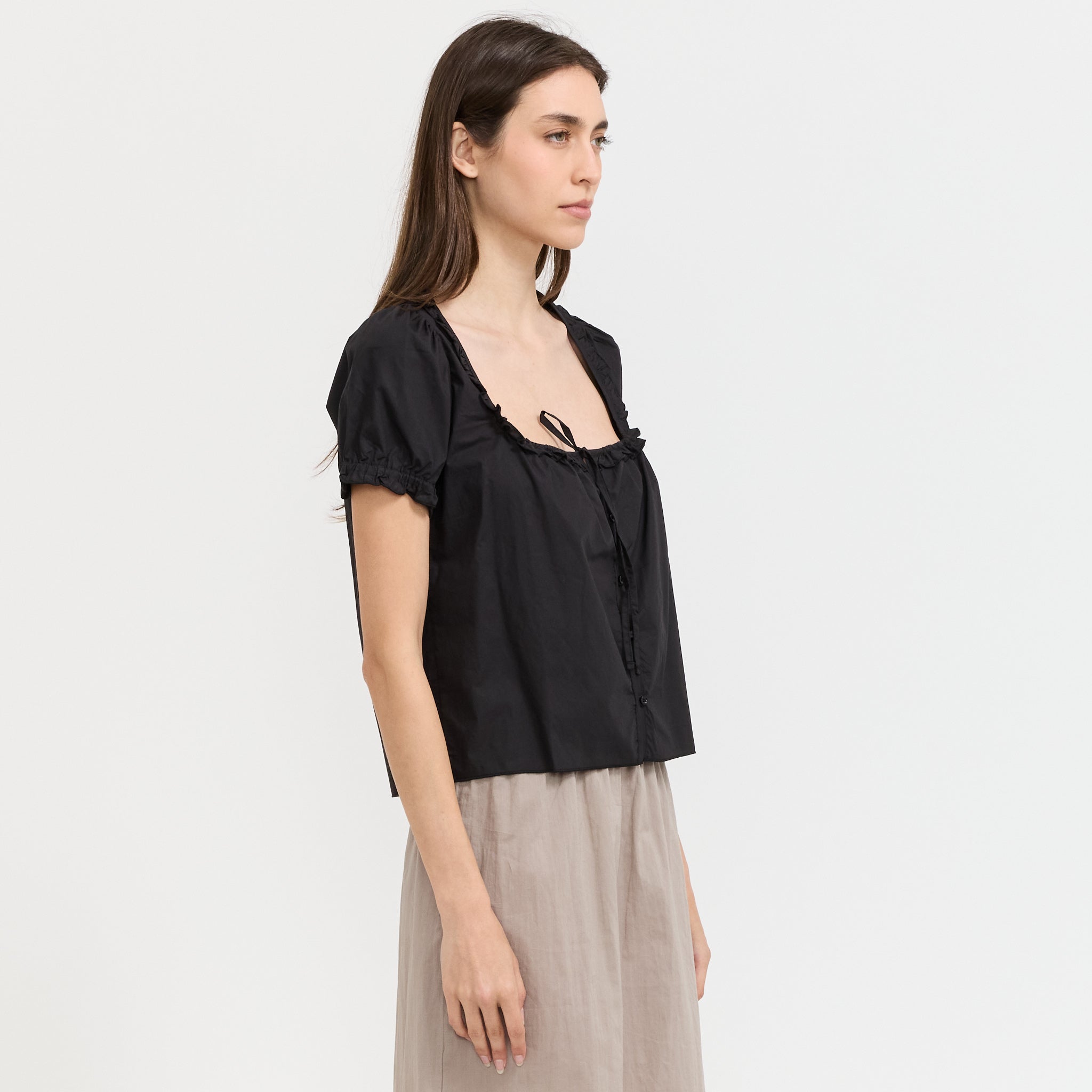 Flounced Top Black