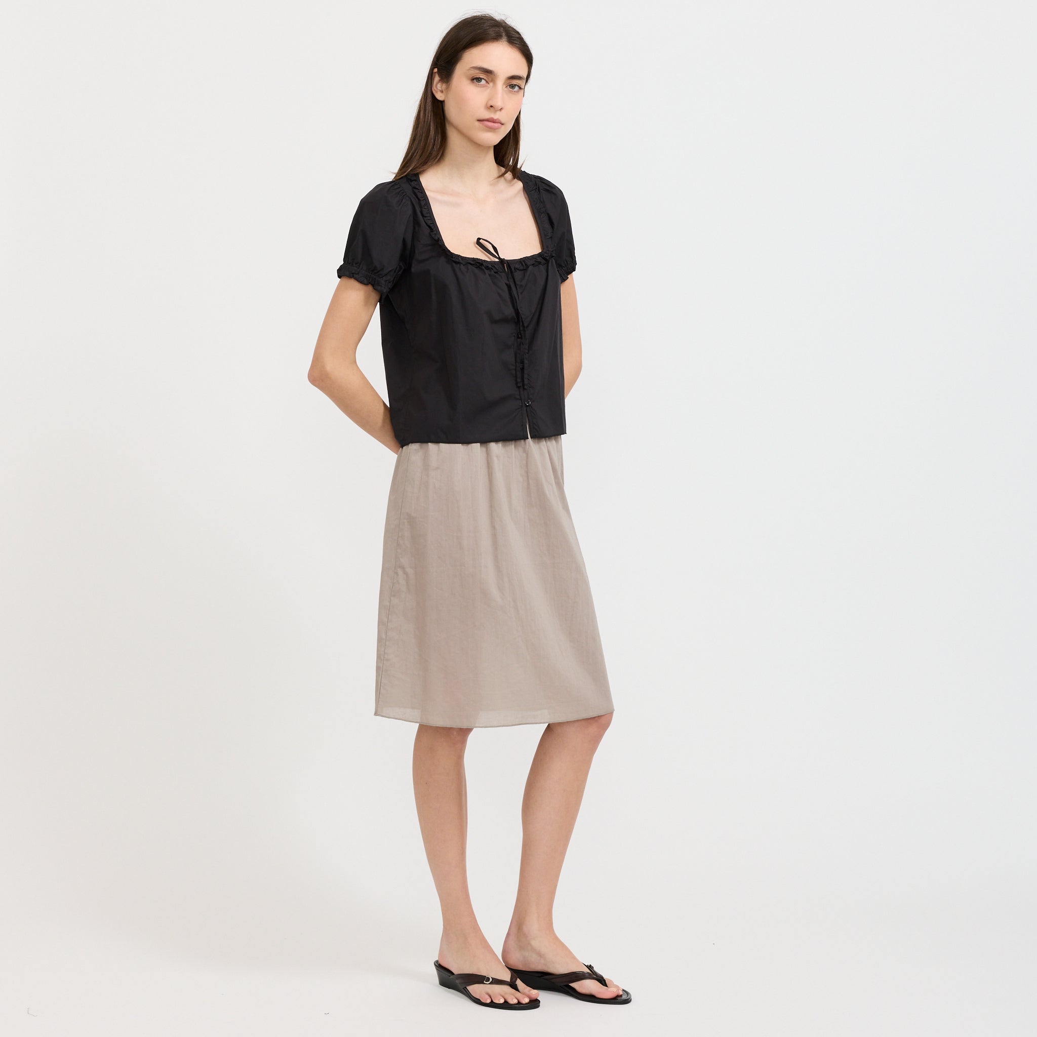 Flounced Top Black