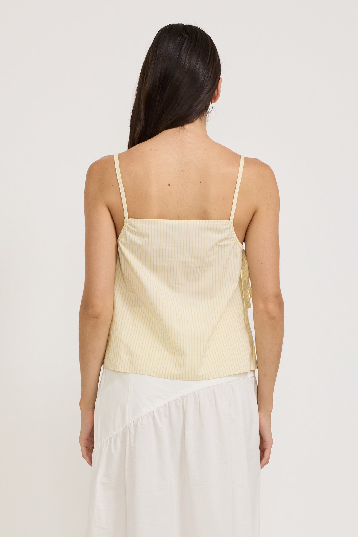 Gathered Strap Top Butter Stripe