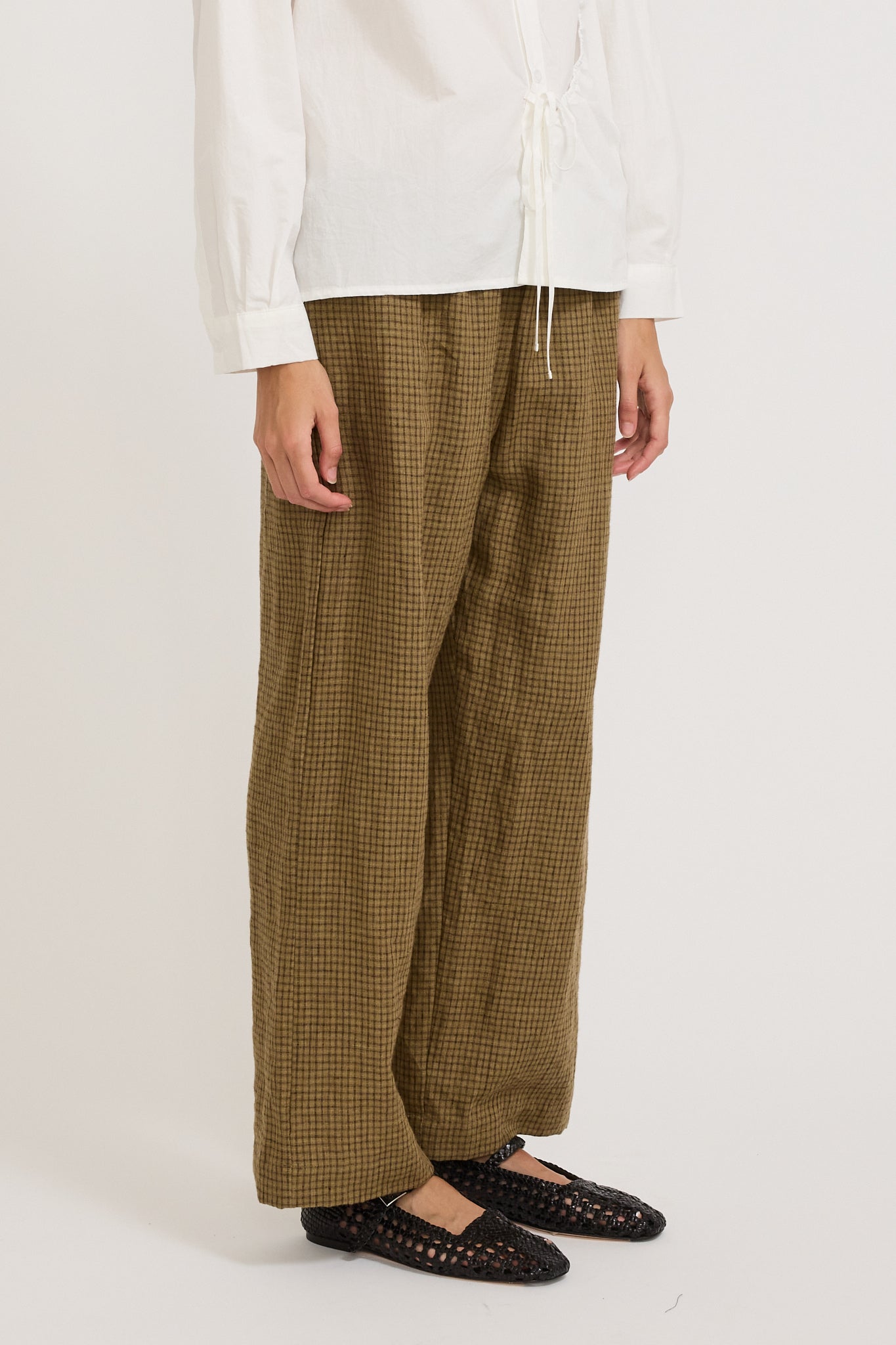 Linen Ease Trouser Pine Check