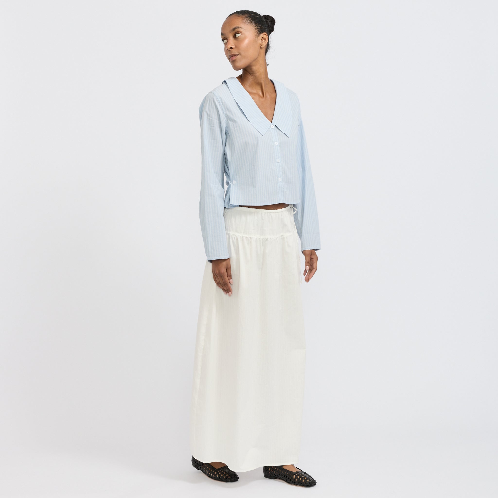 Maxi Skirt White Texture