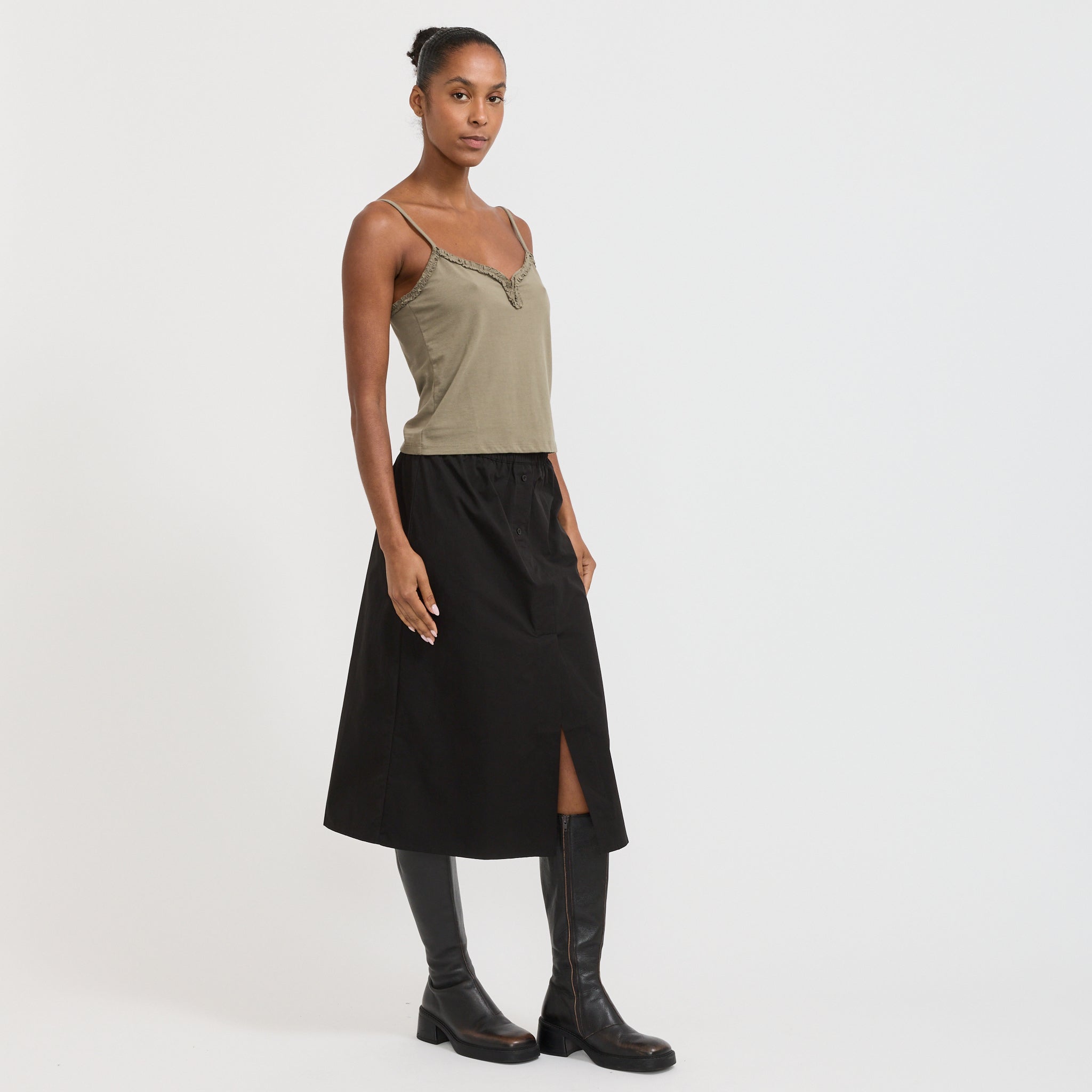 Deiji Studios | Overlap Skirt Black | Maplestore