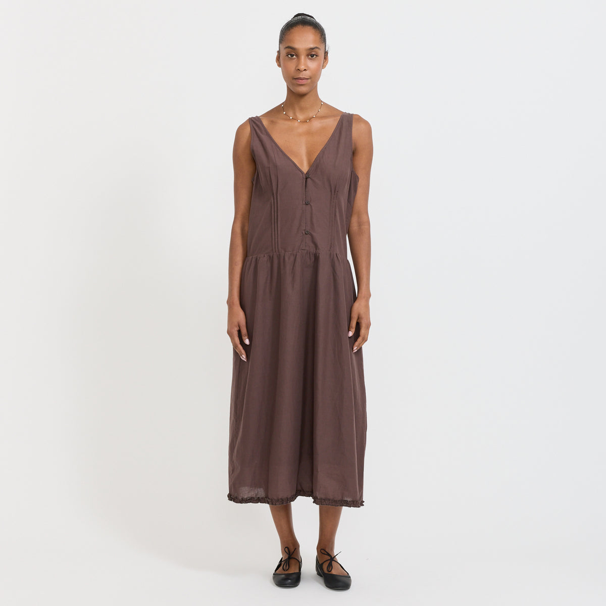 Deiji Studios Pintuck Dress Raisin