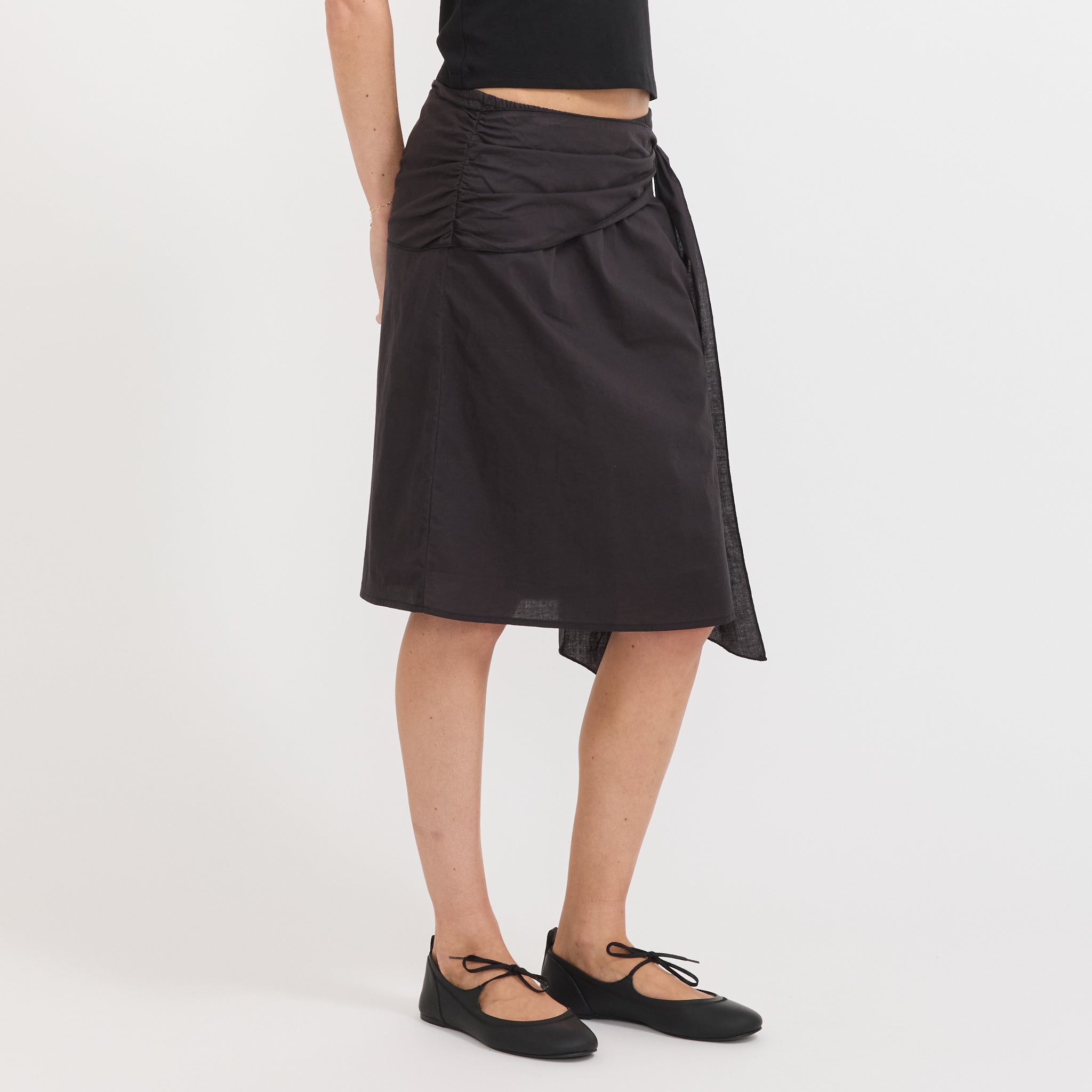 Deiji Studios | Scarf Midi Skirt Black | Maplestore