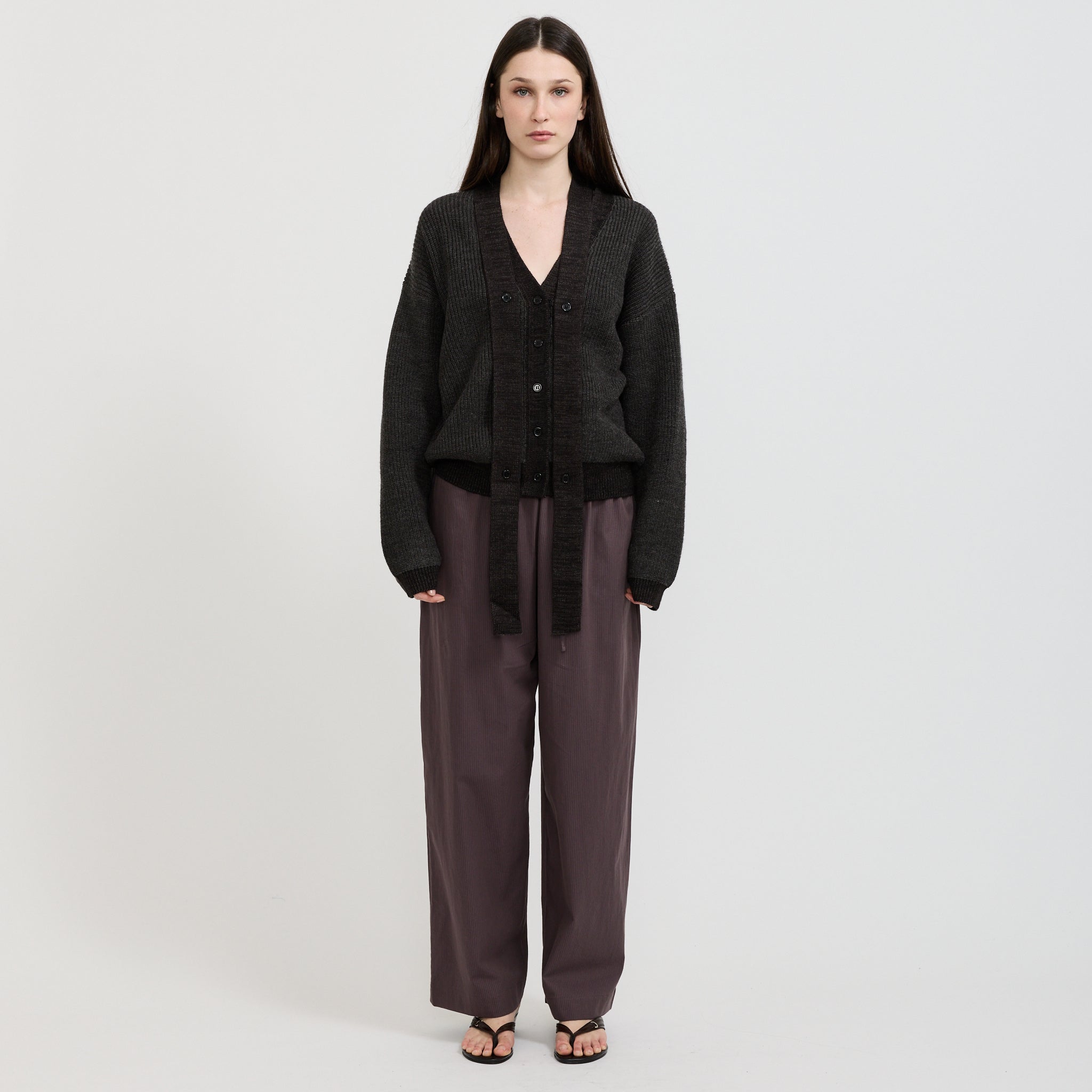 Split Cardigan Black Contrast